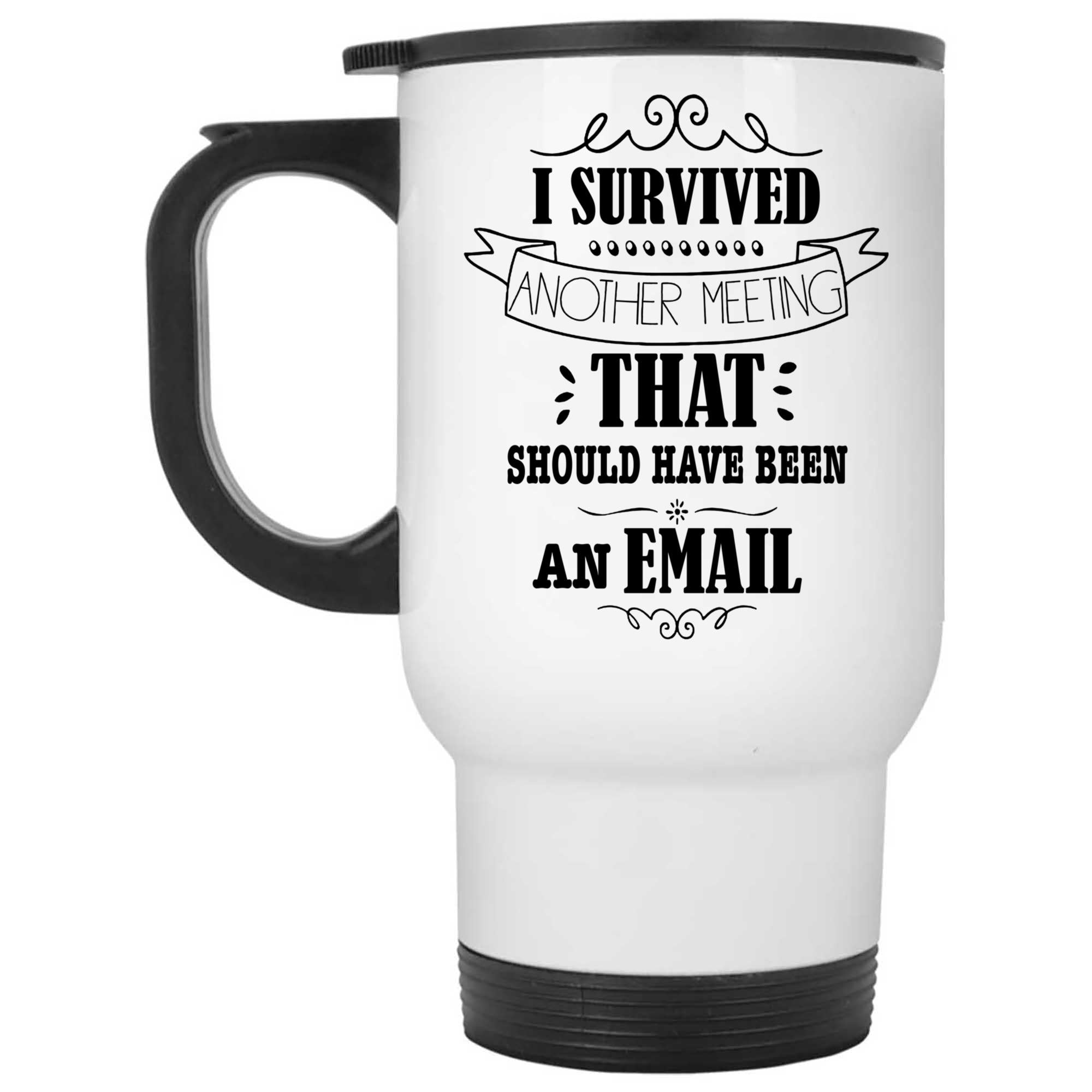 Skitongifts Coffee Mug Funny Ceramic Novelty I Survived Another Meeting Thah Should Have Been An Email OdZfYSz