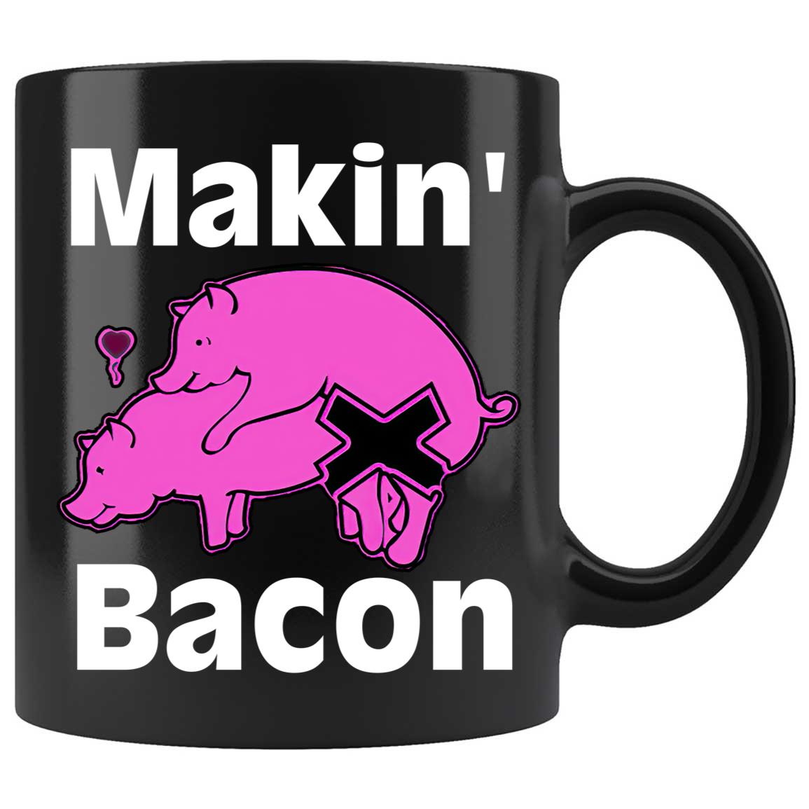 Skitongifts Coffee Mug Funny Ceramic Novelty Makin' Bacon Pigs nuNXLP5