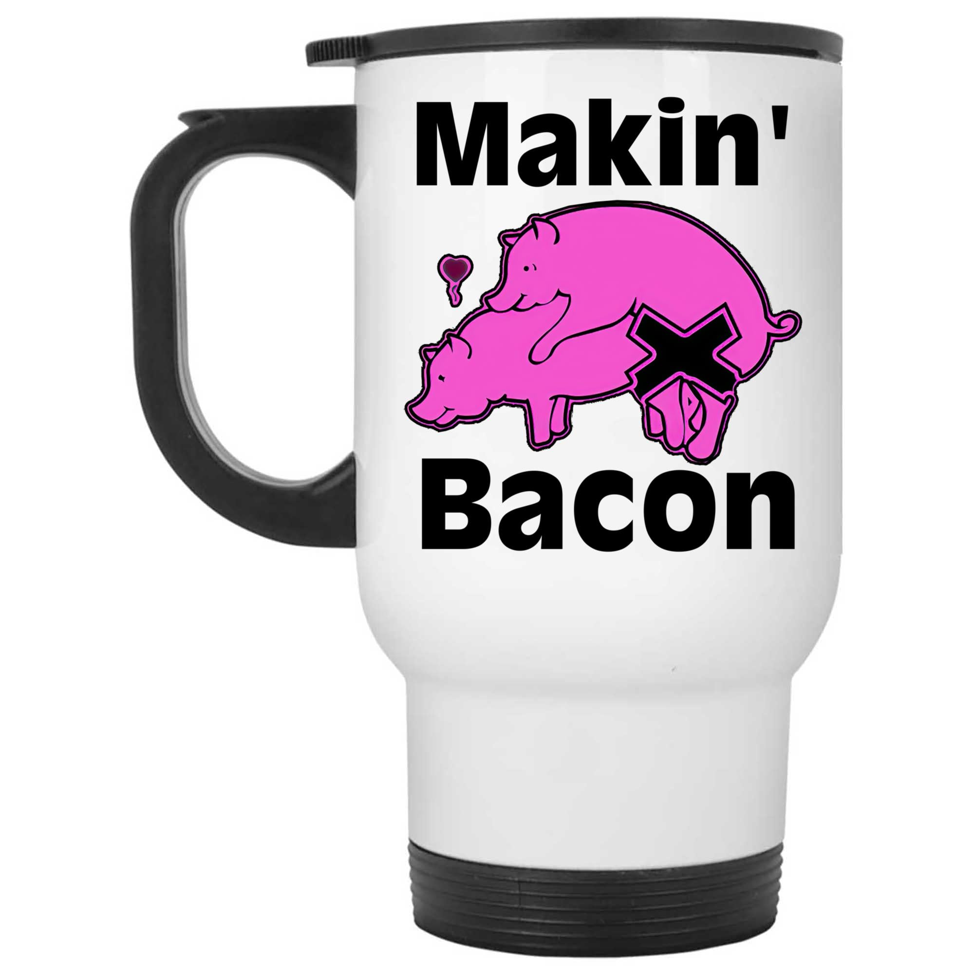 Skitongifts Coffee Mug Funny Ceramic Novelty Makin' Bacon Pigs nuNXLP5