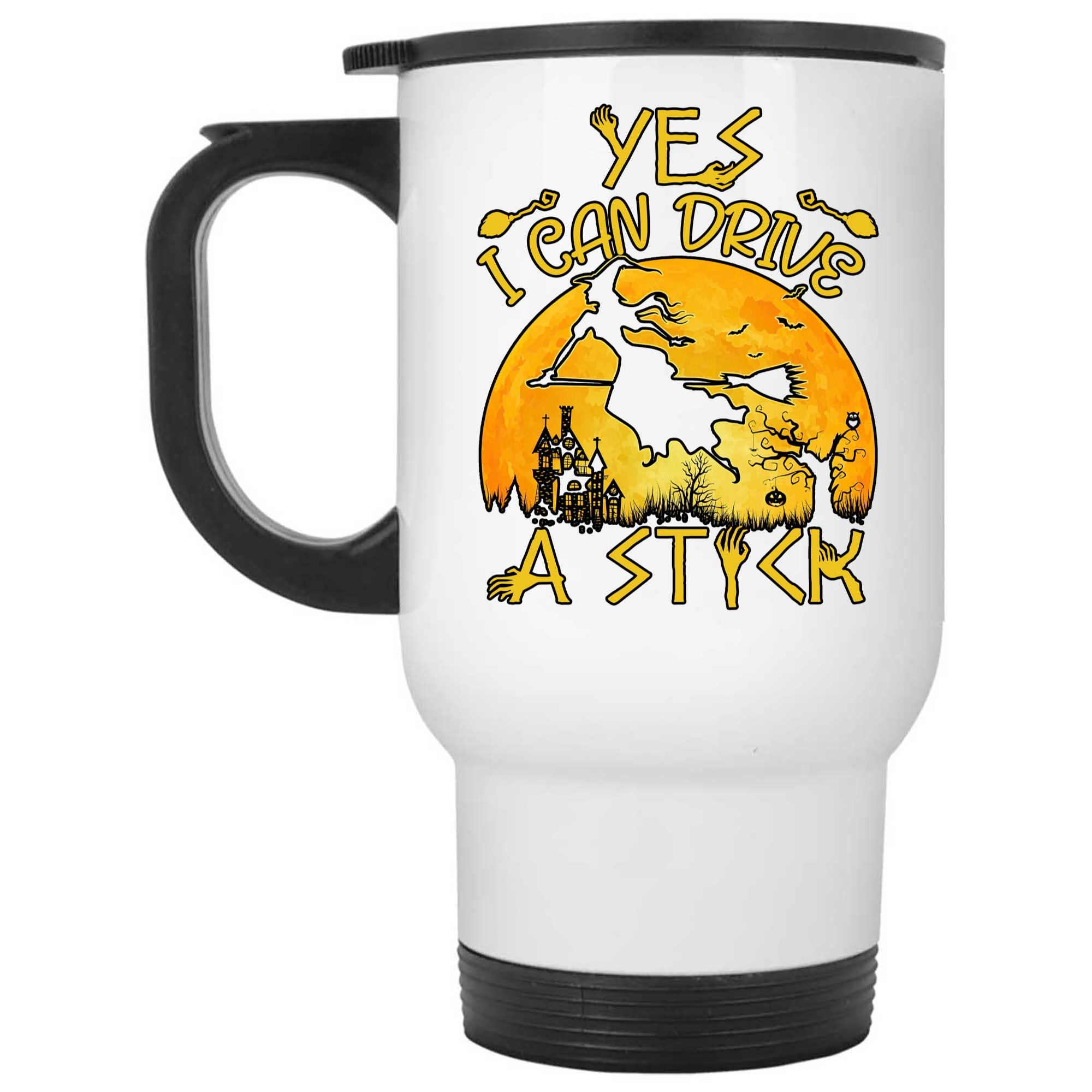 Skitongifts Coffee Mug Funny Ceramic Novelty Yes I Can Drive A Stick Witch Halloween duKhJCS