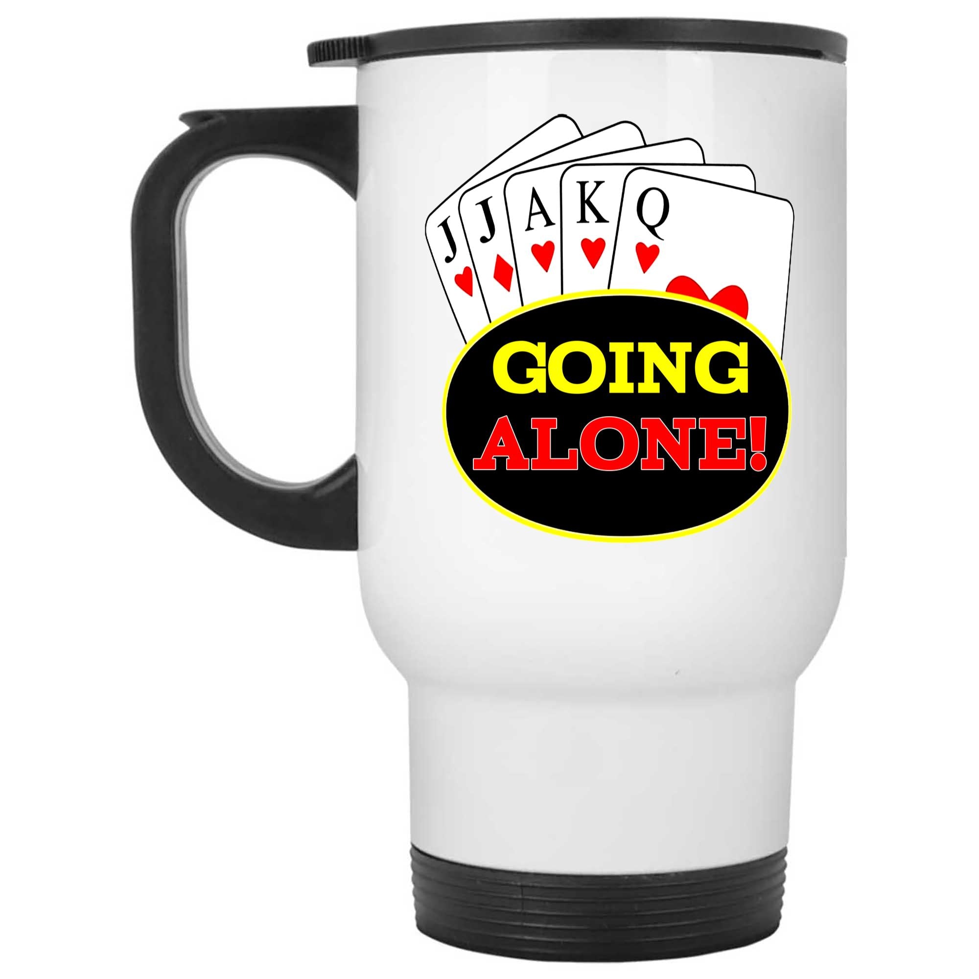 Skitongifts Coffee Mug Funny Ceramic Novelty Euchre Going Alone VADqm3p