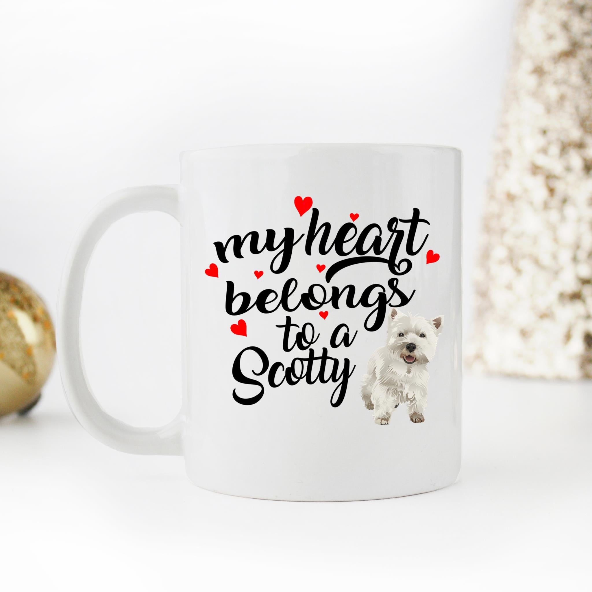 Skitongifts Coffee Mug Funny Ceramic Novelty My Heart Belongs To A White Scotty jA3Yvcd