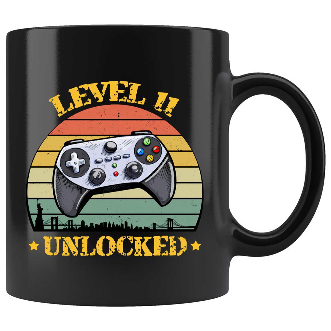 Skitongifts Coffee Mug Funny Ceramic Novelty Level 11 Unlocked Video Gamer KlzKFP9