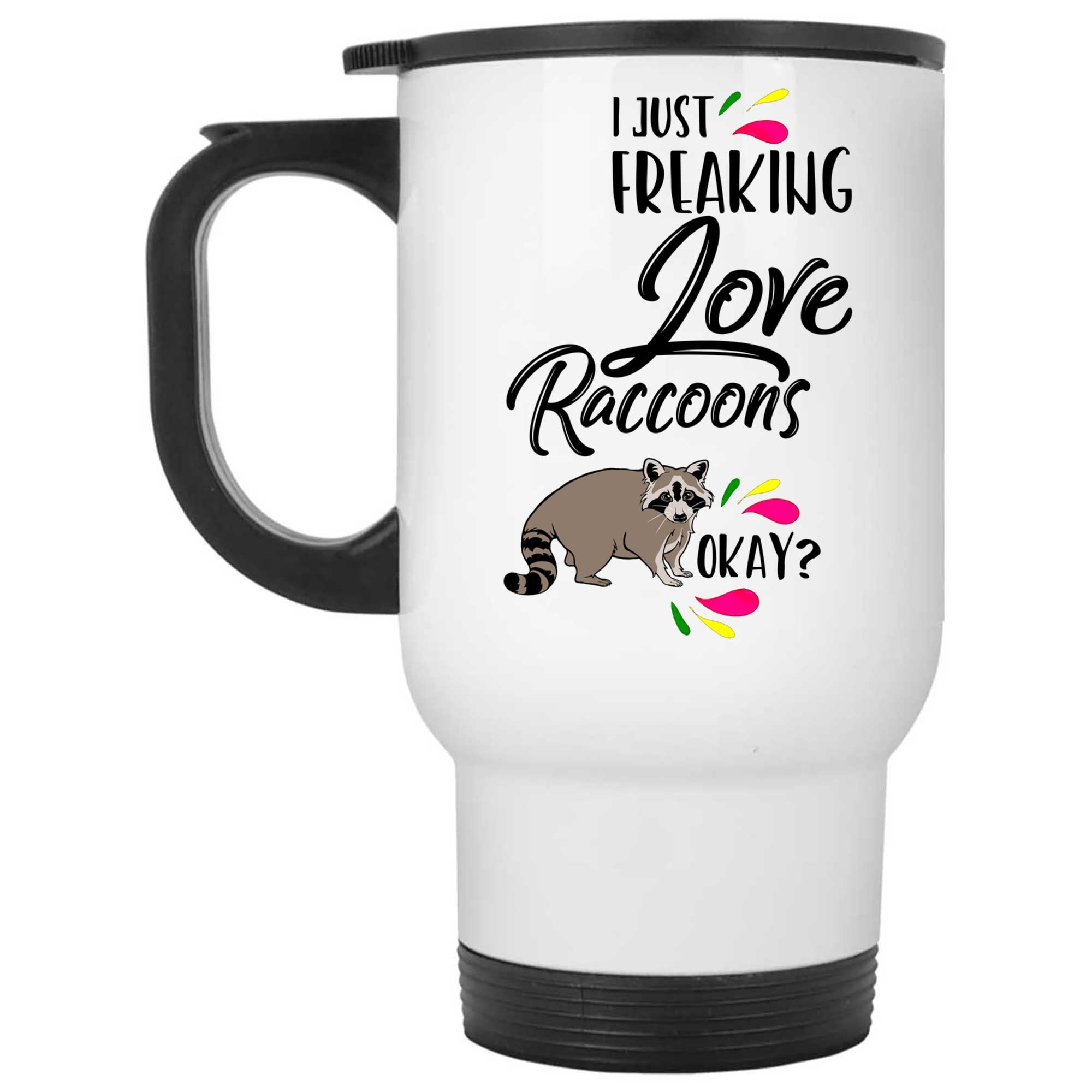 Skitongifts Coffee Mug Funny Ceramic Novelty I Just Freaking Love Raccoons Ok 3HnQcBN