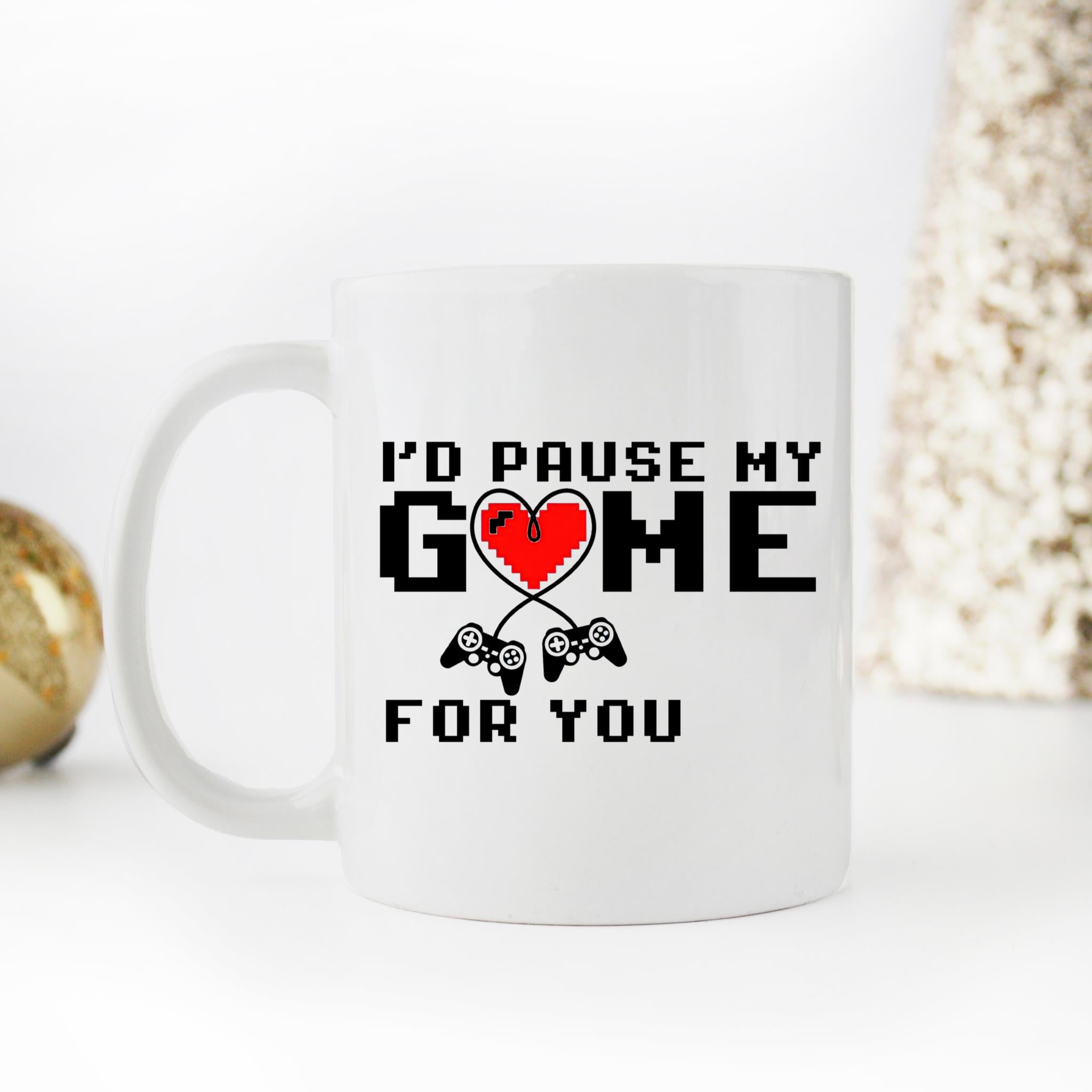 Skitongifts Coffee Mug Funny Ceramic Novelty I'd Pause My Game For You Valentines Day TOoVT5p