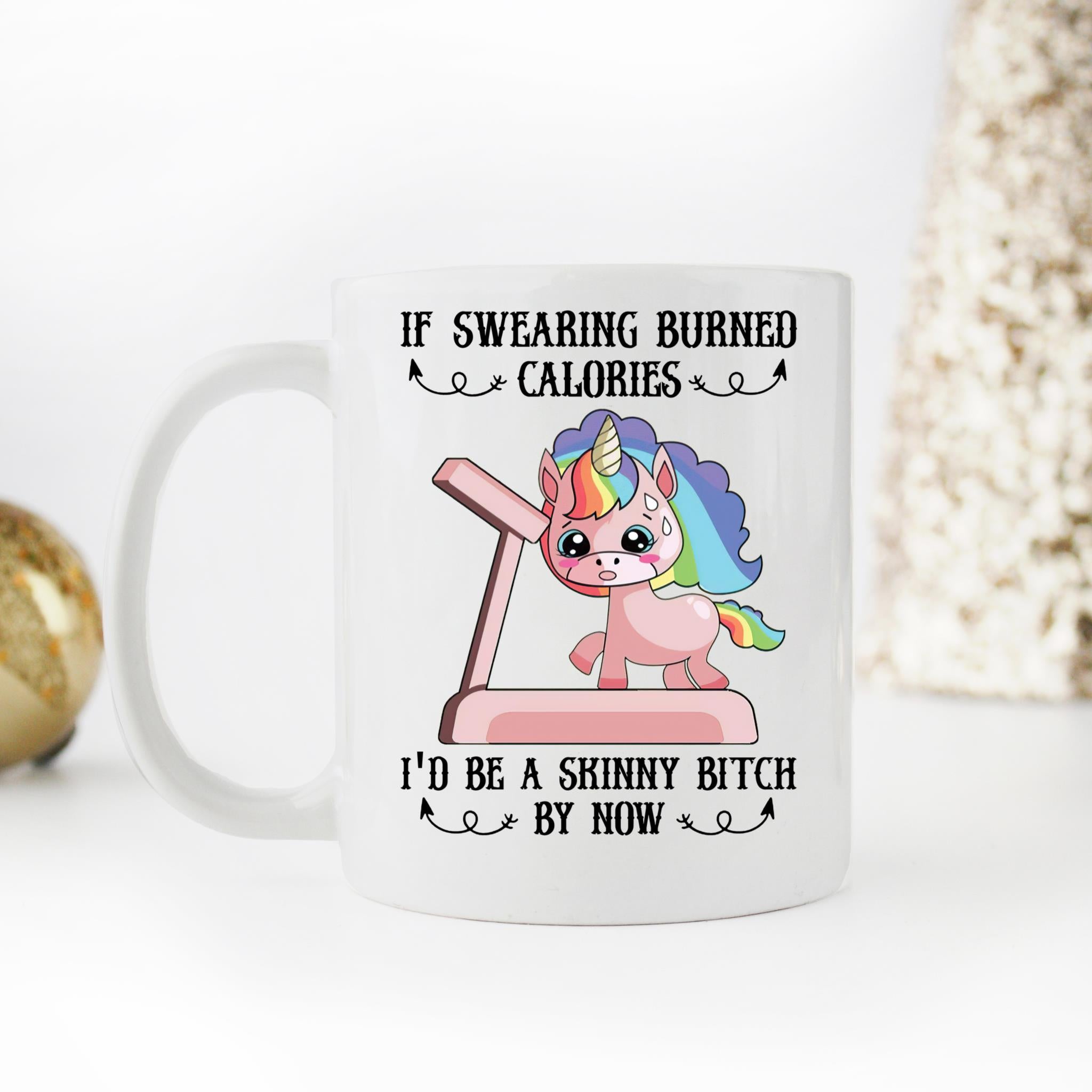 Skitongifts Coffee Mug Funny Ceramic Novelty If Swearing Burned Calories, I'd Be A Skinny Bitch By Now Ad8EbIP