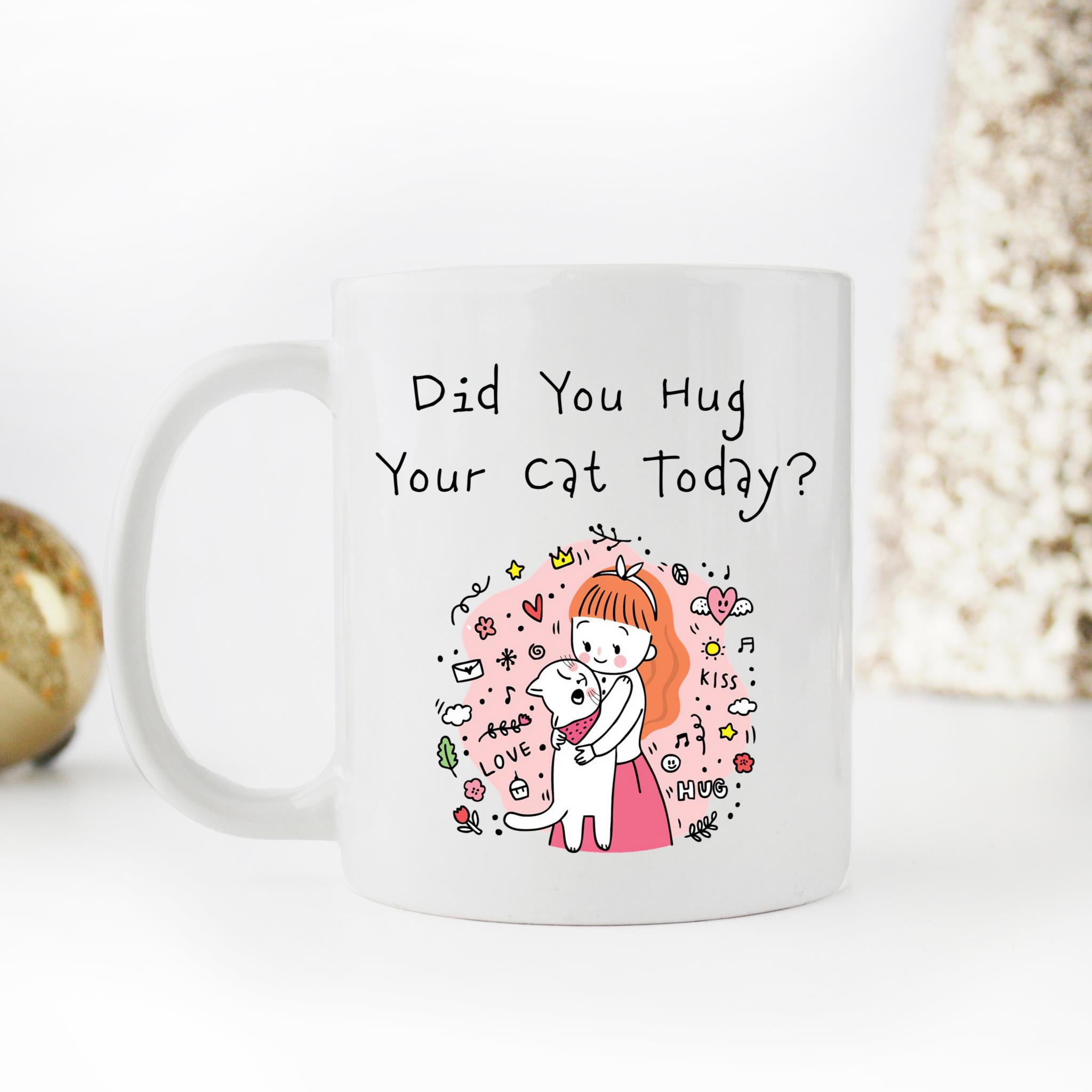 Skitongifts Coffee Mug Funny Ceramic Novelty Did You Hug Your Cat Today YTXGOkl