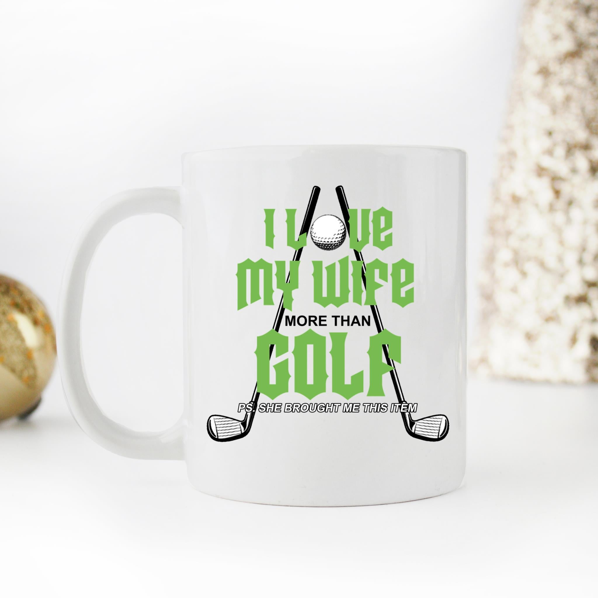 Skitongifts Coffee Mug Funny Ceramic Novelty I Love My Wife More Than Golf VLWqFyT