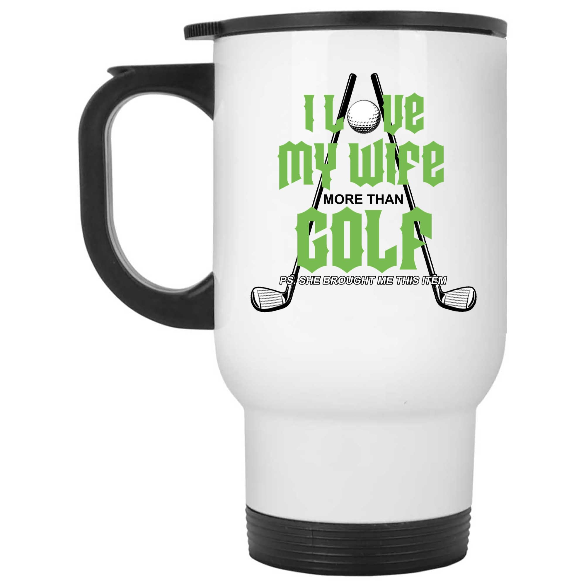 Skitongifts Coffee Mug Funny Ceramic Novelty I Love My Wife More Than Golf VLWqFyT