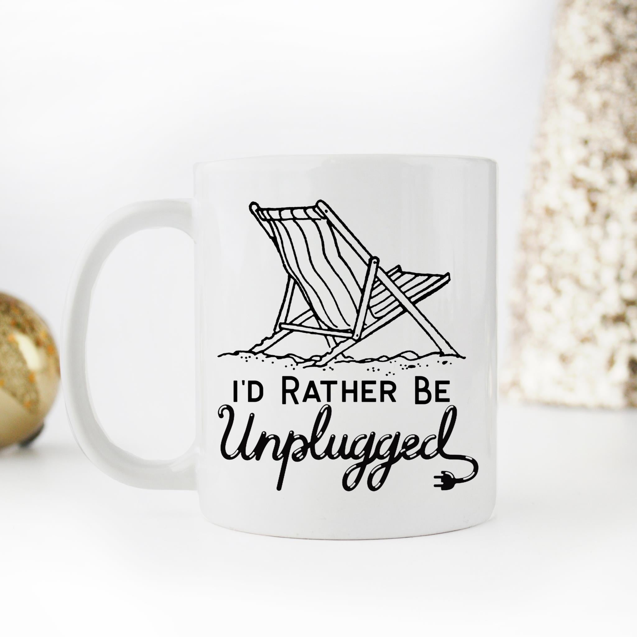 Skitongifts Coffee Mug Funny Ceramic Novelty I'd Rather Be Unplugged okadV7y