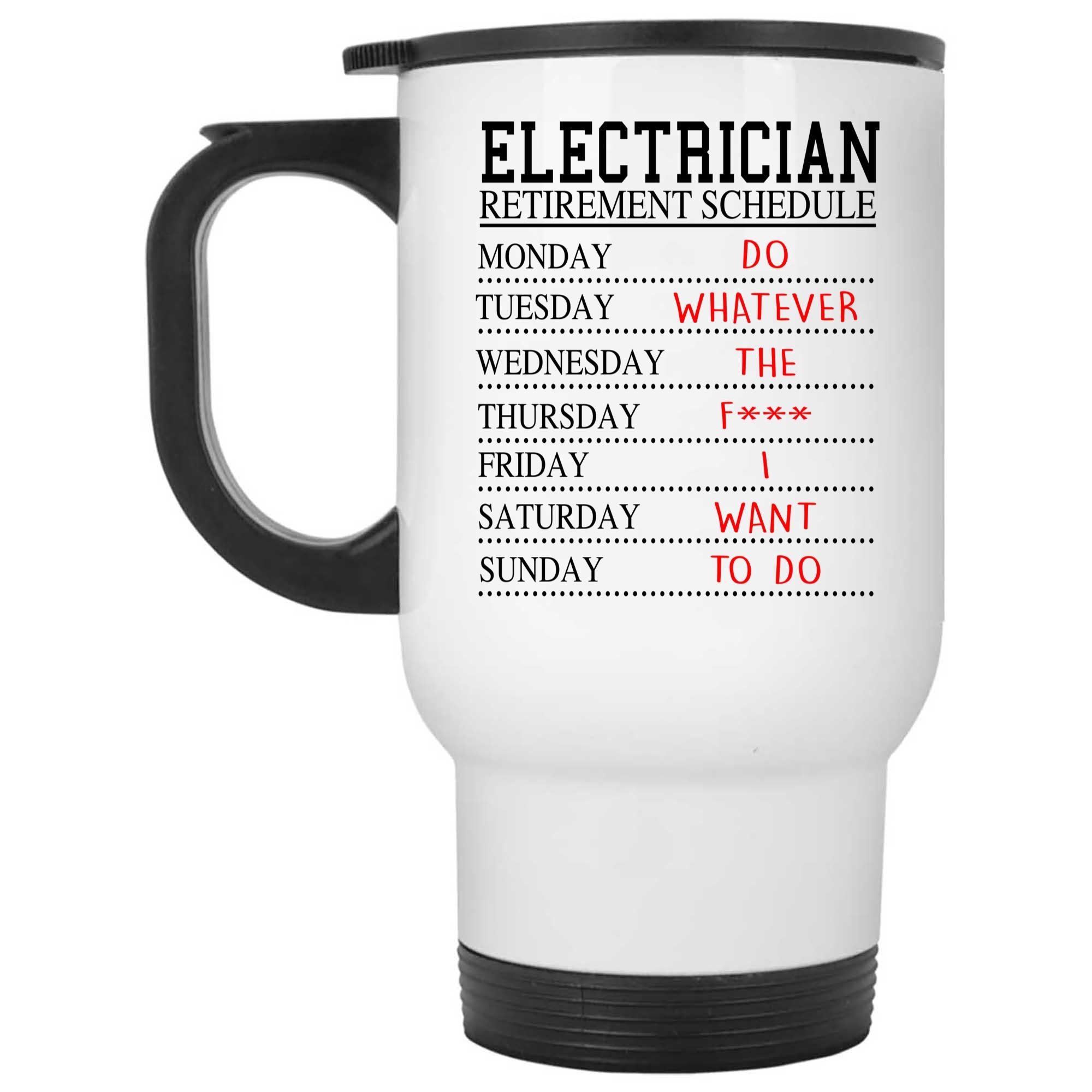 Skitongifts Coffee Mug Funny Ceramic Novelty Electrician Retirement Schedule,Happy And Retired Electrician Congratulations - Funny Gag Retire For Electrician JaZcKw6