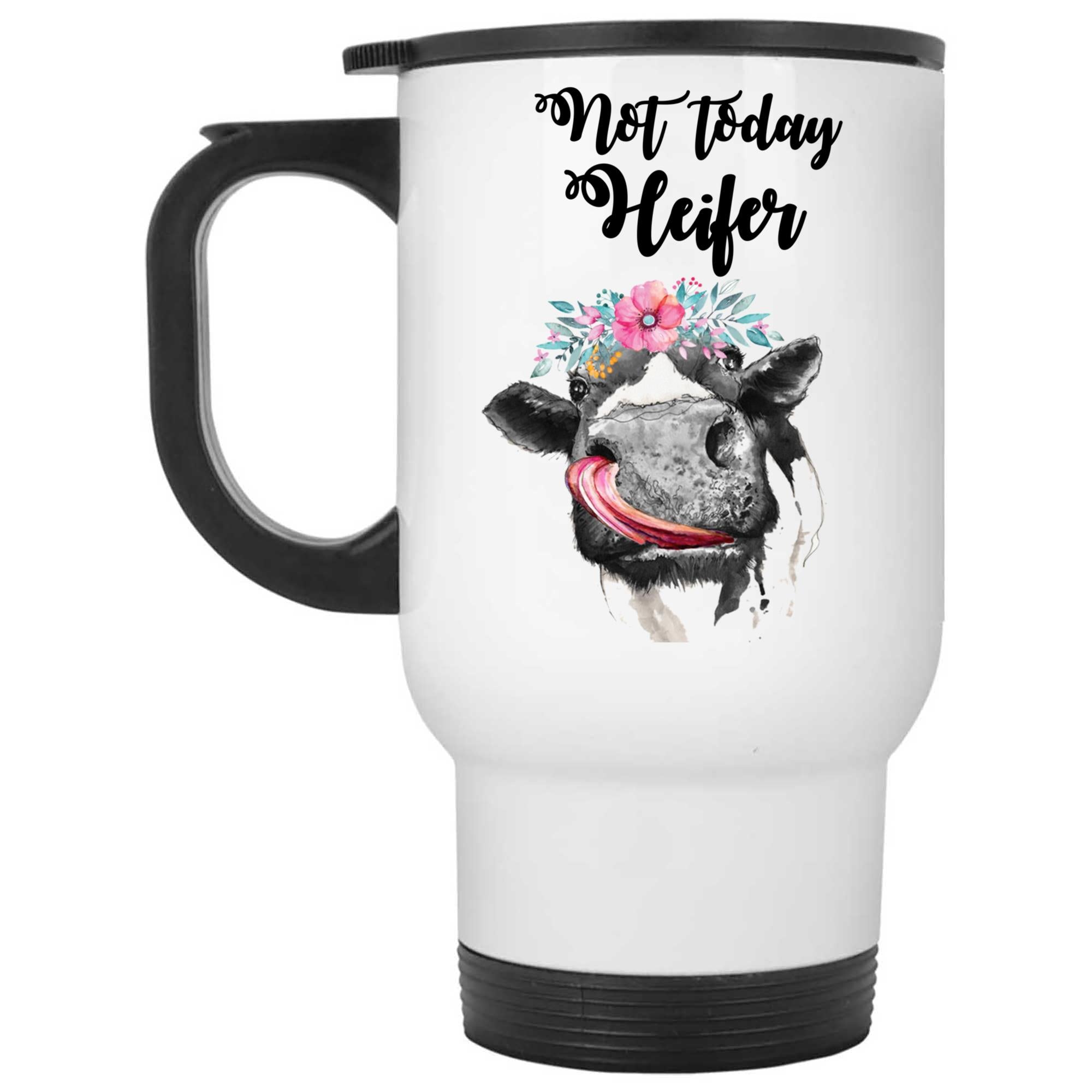 Skitongifts Coffee Mug Funny Ceramic Novelty Floral Not Today Heifer Moo Cow Cattle Farmer Breeders Vintage qlmr57F