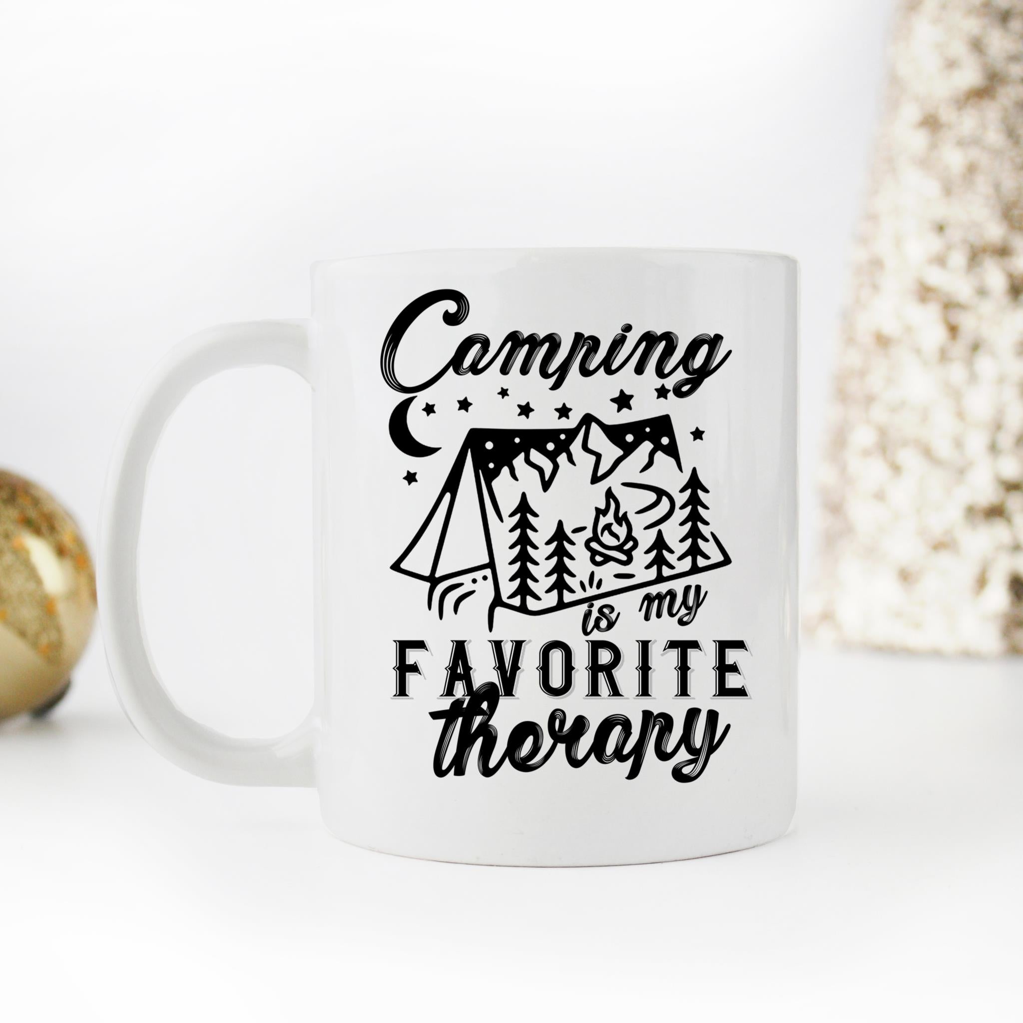 Skitongifts Coffee Mug Funny Ceramic Novelty Camping Is My Favorite Therapy odymScK