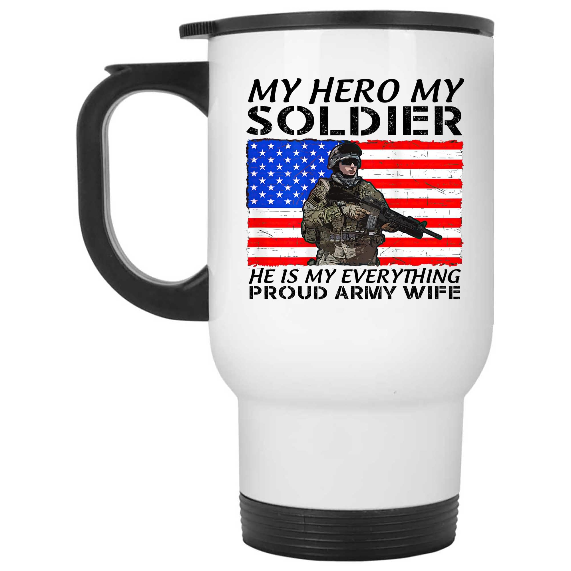Skitongifts Coffee Mug Funny Ceramic Novelty My Hero My Soldien He Is My Everything Proud Army Wife OnZz5rI