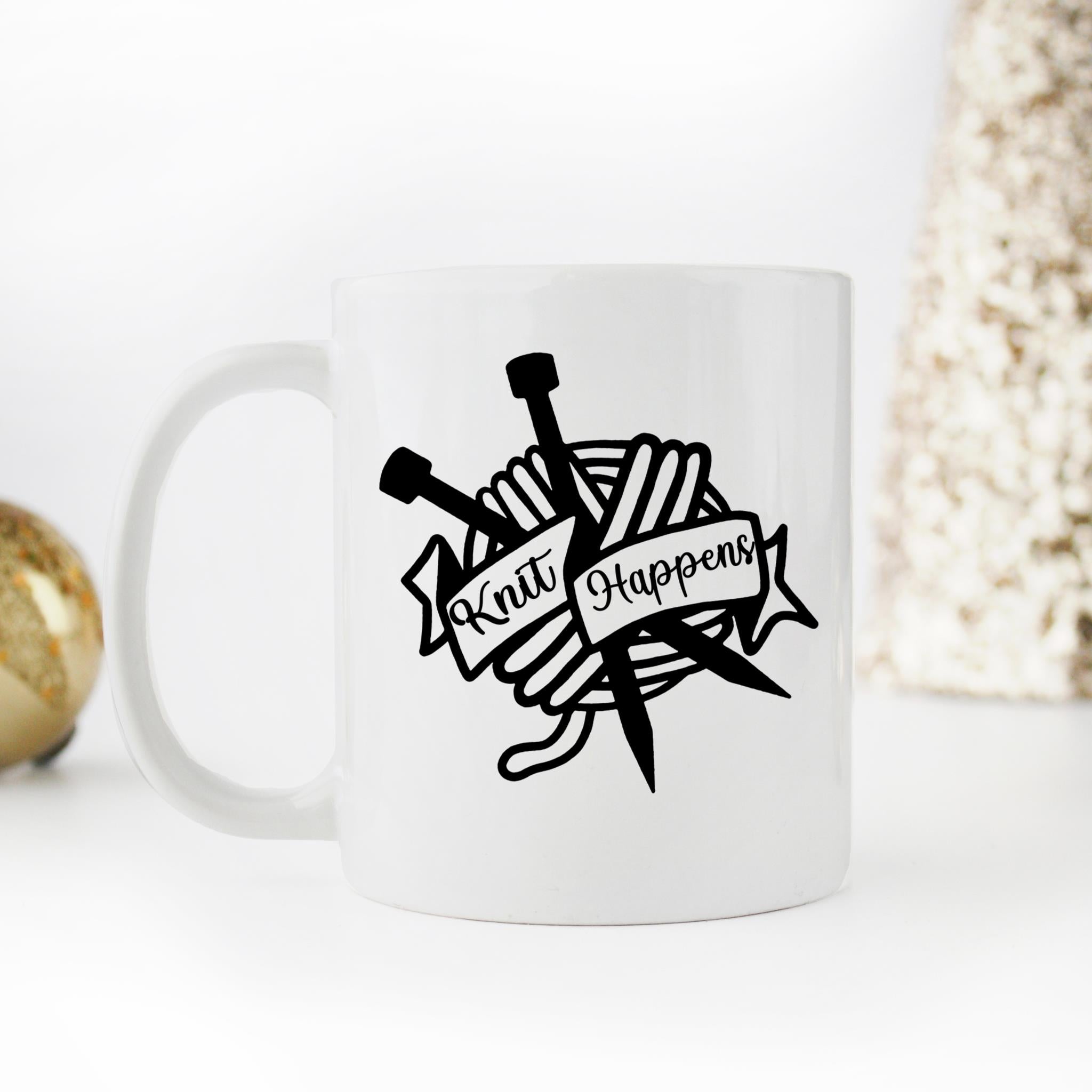Skitongifts Coffee Mug Funny Ceramic Novelty Knit Happens CO4xnKb