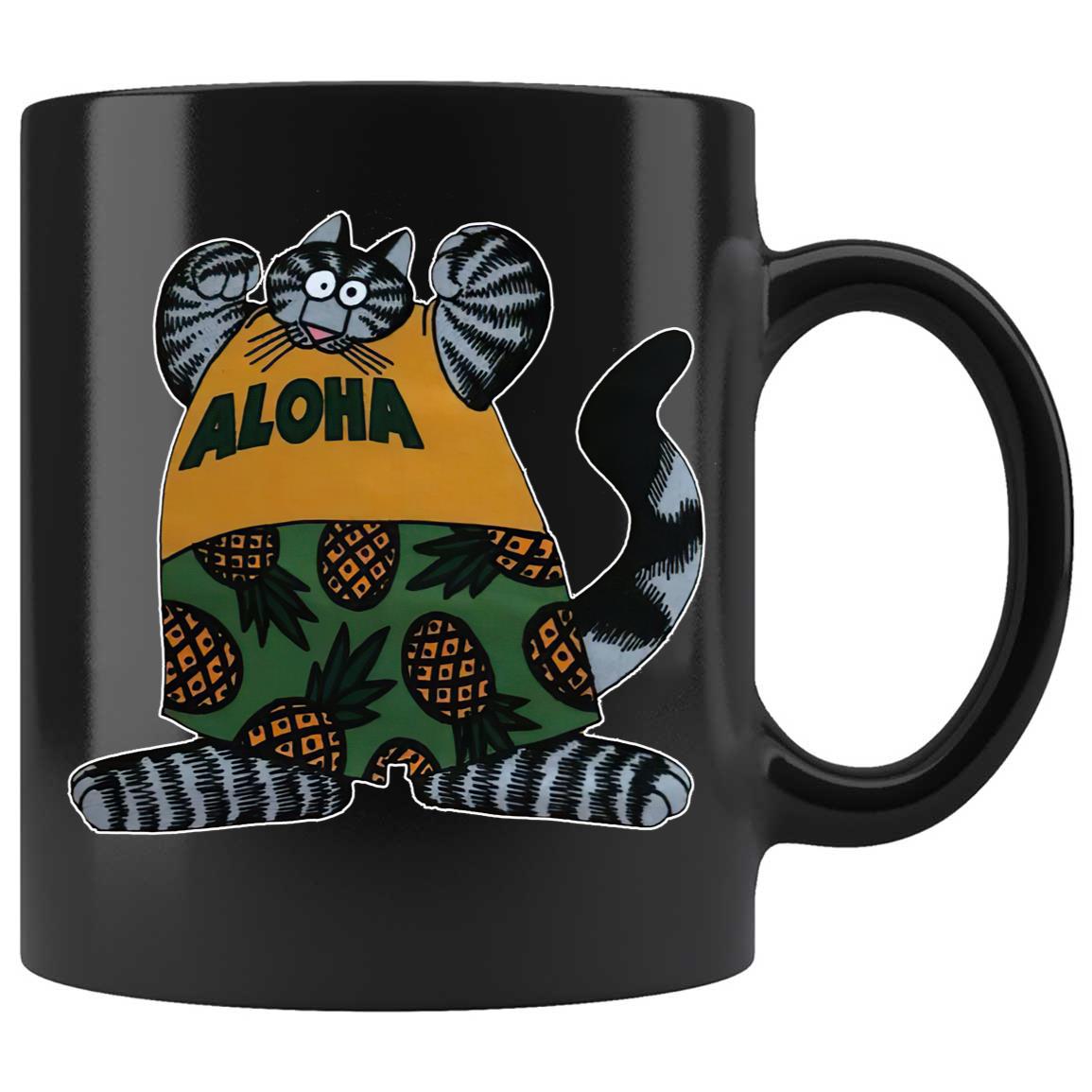 Skitongifts Coffee Mug Funny Ceramic Novelty Aloha Cat pLmLswz