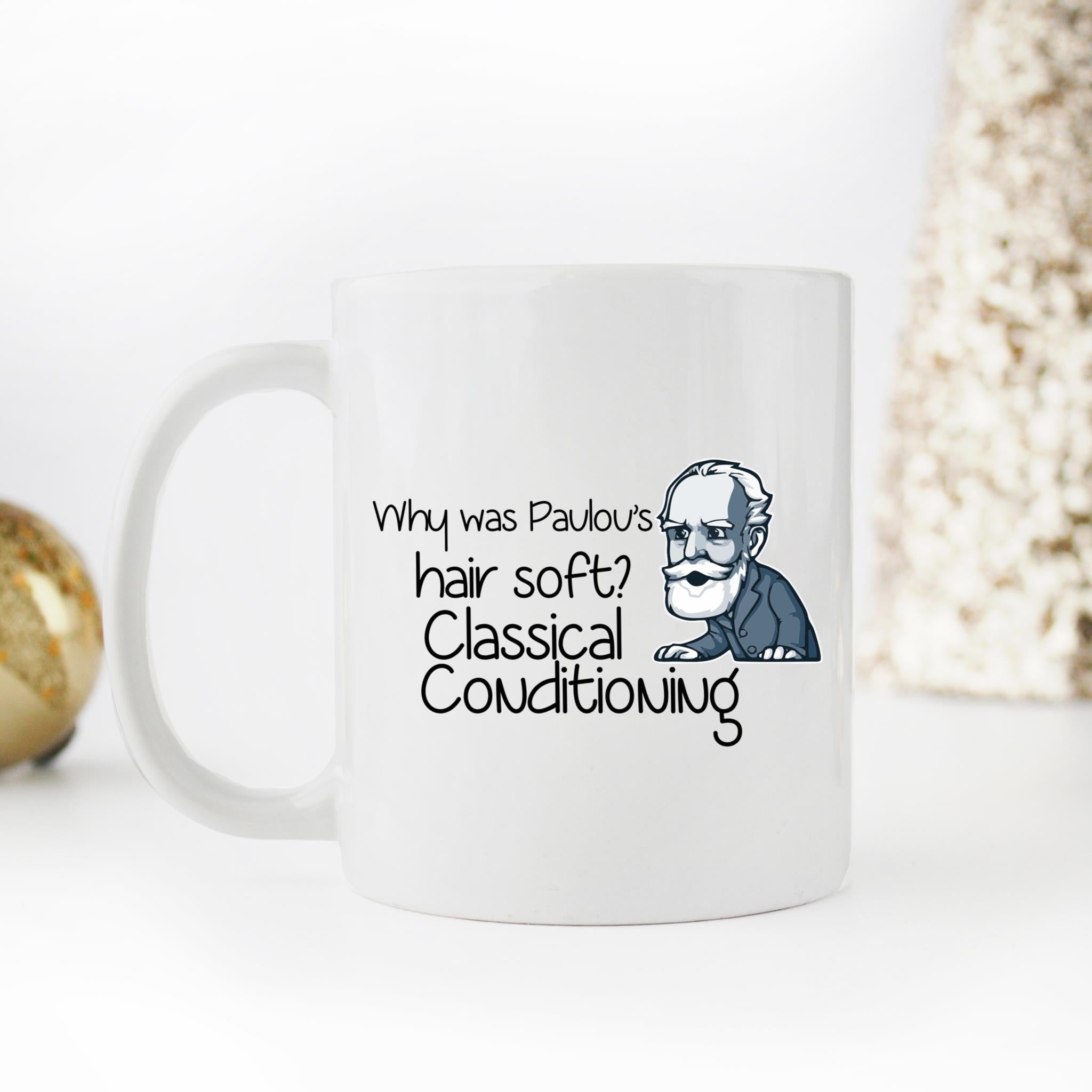 Skitongifts Coffee Mug Funny Ceramic Novelty Psychology - Why Was Pavlov's Hair So Soft EX7sBVk