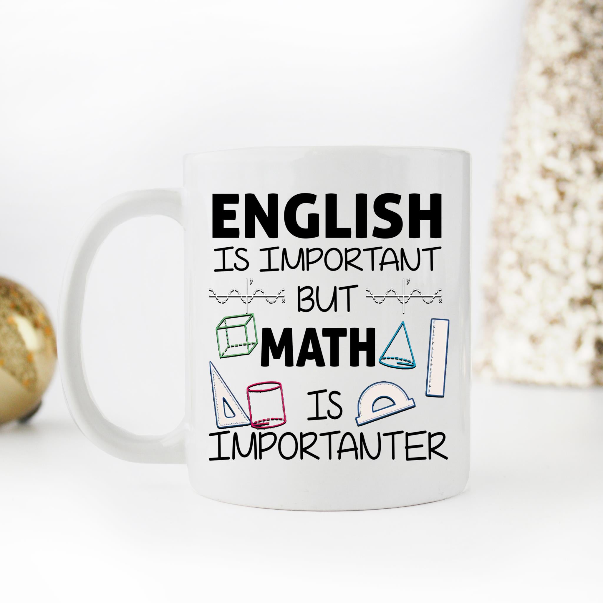 Skitongifts Coffee Mug Funny Ceramic Novelty English Is Important But Math Is Importanter fTIcGLD