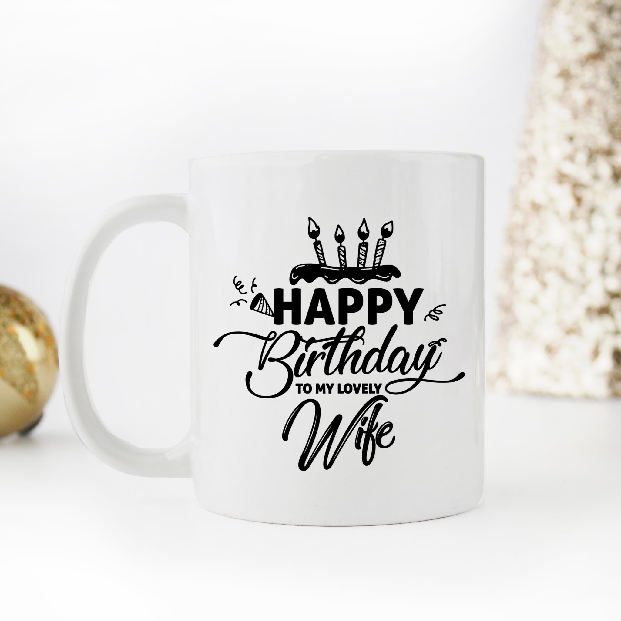 Skitongifts Coffee Mug Funny Ceramic Novelty Happy Birthday To My Lovely Wife ecwI3kF
