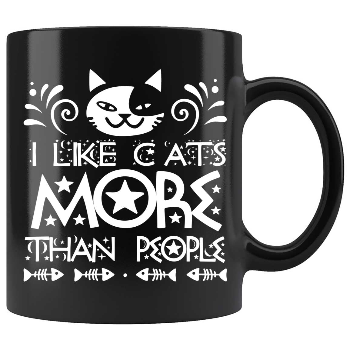Skitongifts Coffee Mug Funny Ceramic Novelty I Like Cats More Than People DplevL8