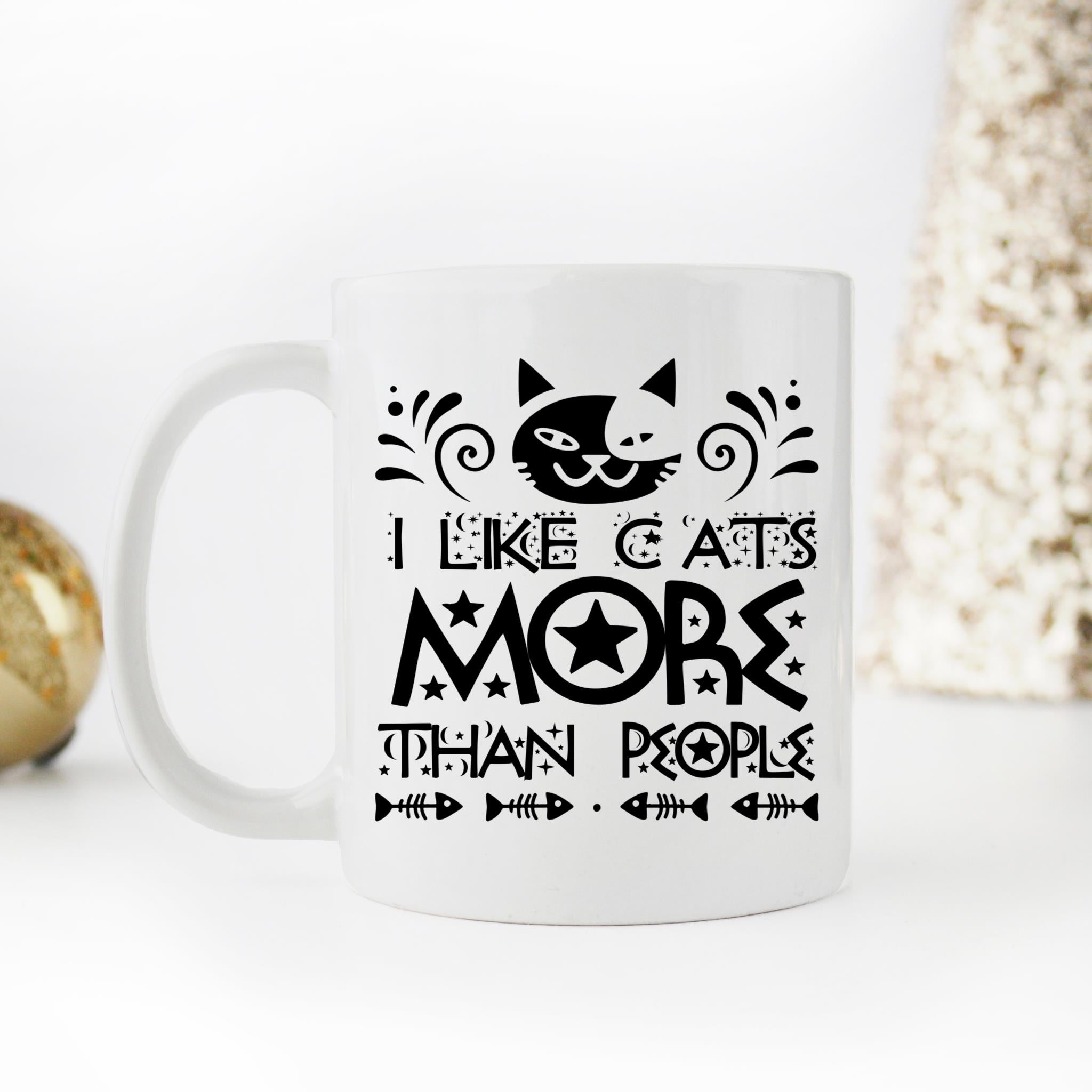 Skitongifts Coffee Mug Funny Ceramic Novelty I Like Cats More Than People DplevL8