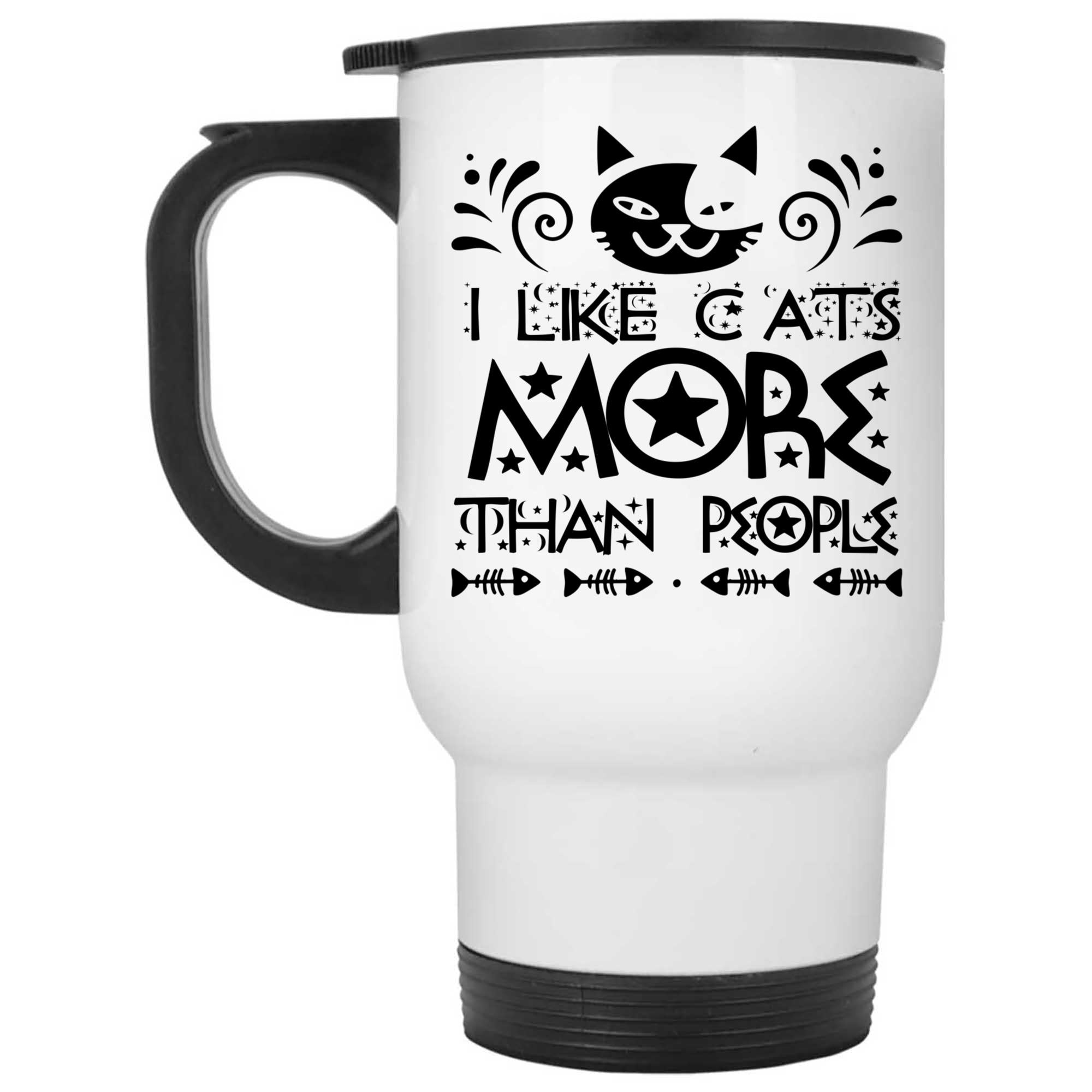 Skitongifts Coffee Mug Funny Ceramic Novelty I Like Cats More Than People DplevL8