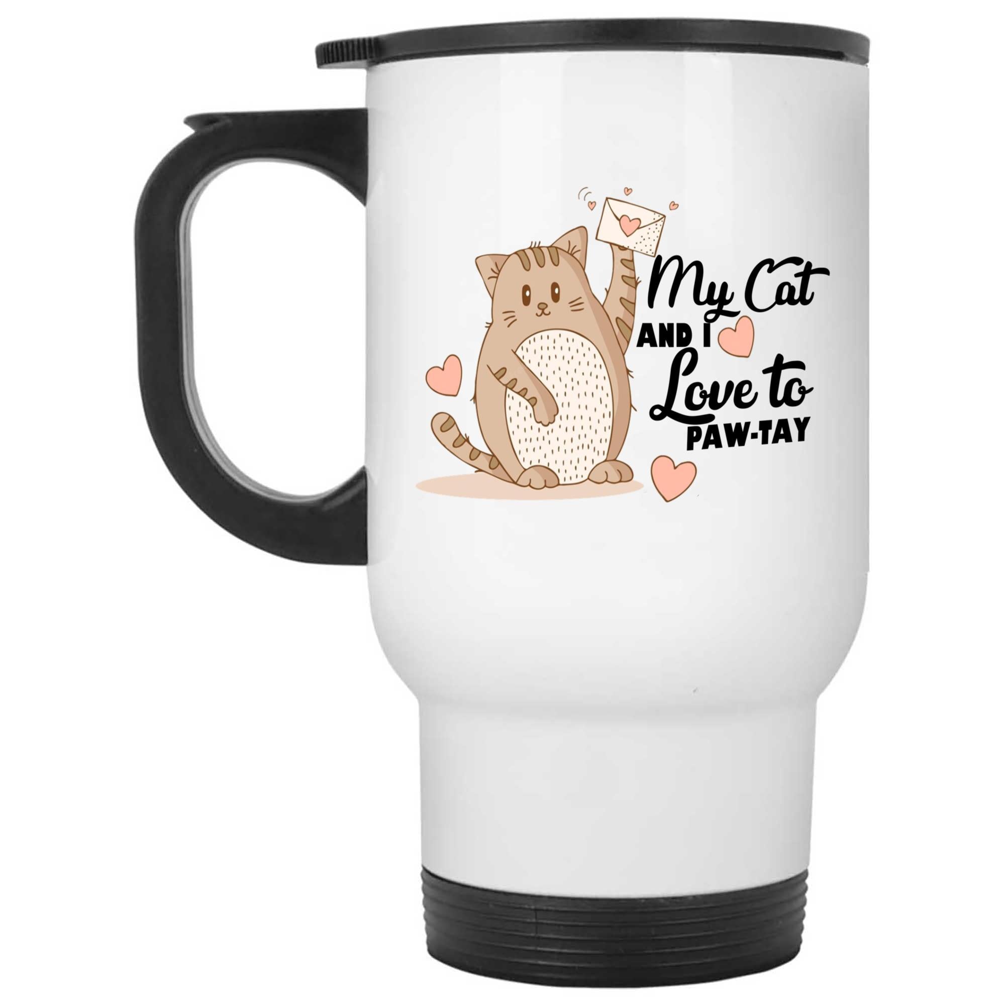 Skitongifts Coffee Mug Funny Ceramic Novelty My Cat And I Love To Paw-Tay Cat Sa4IAJy