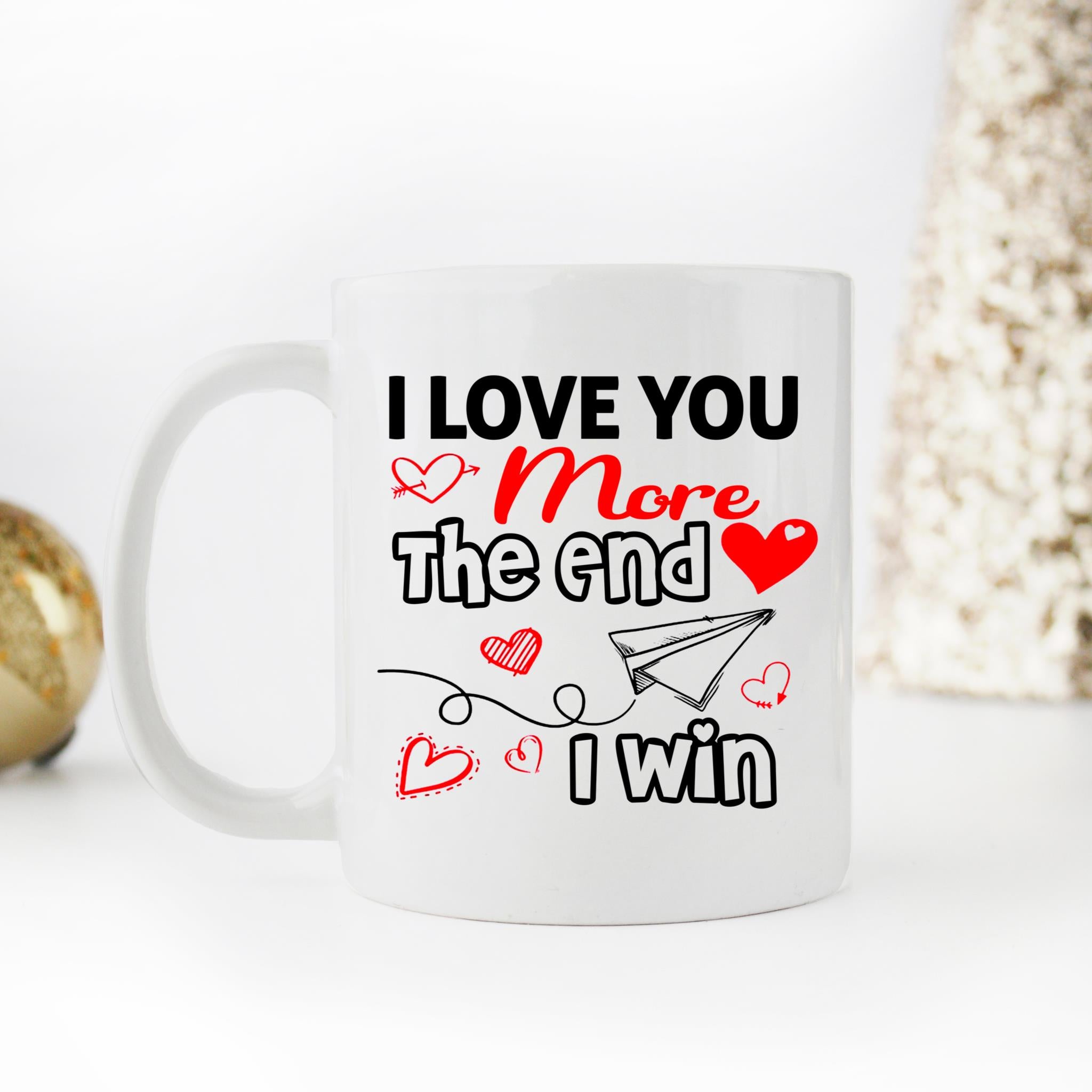 Skitongifts Coffee Mug Funny Ceramic Novelty I Love You More. The End. I Win IQnUX01