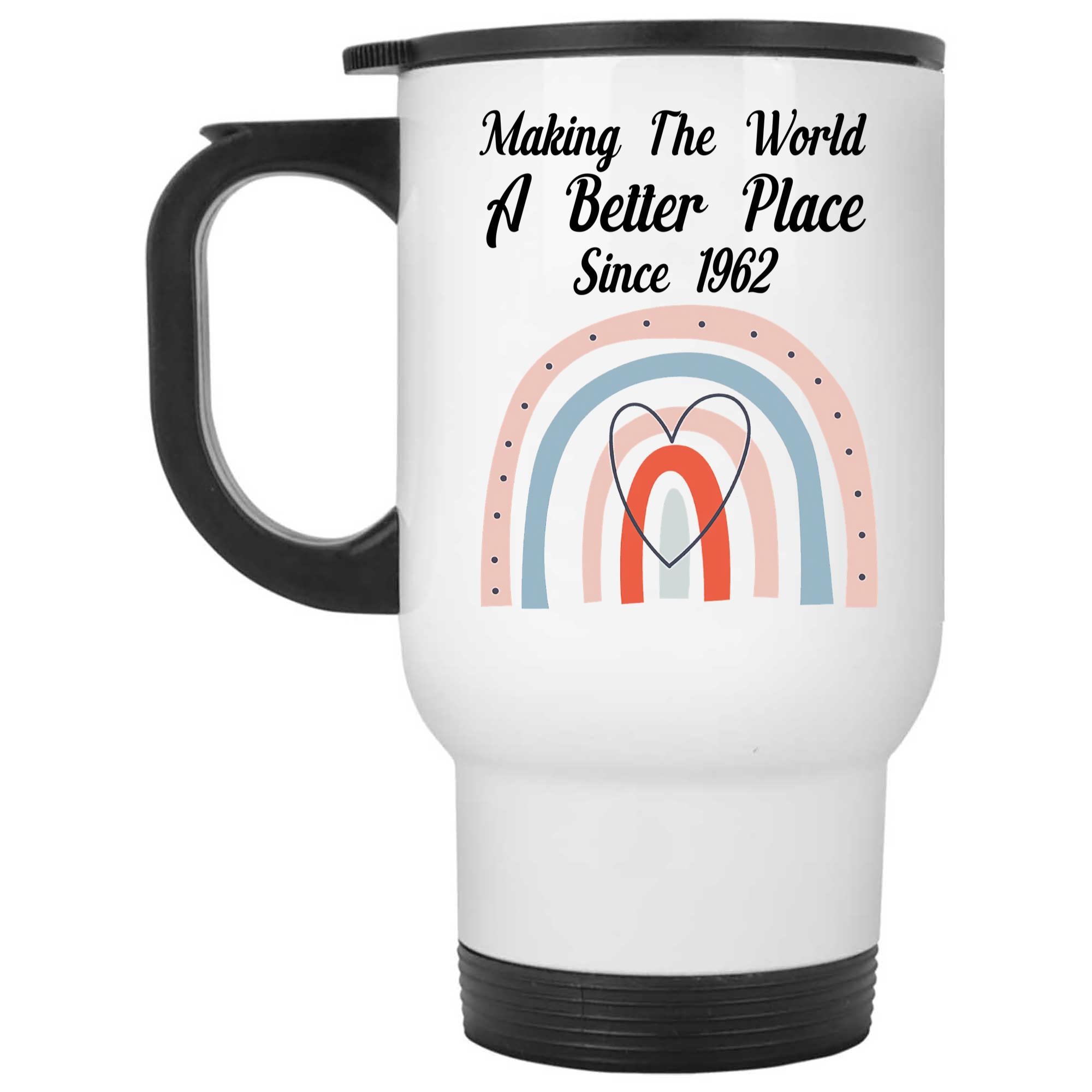 Skitongifts Coffee Mug Funny Ceramic Novelty Birthday Gifts For Women - Making The World A Better Place Since 1962 Birthday, Coffee Mug 1962 Rainbow RkHNimc