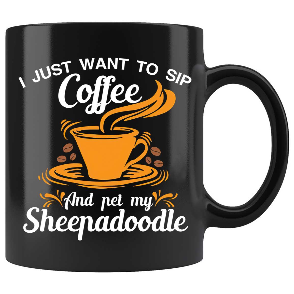 Skitongifts Coffee Mug Funny Ceramic Novelty Sip Coffee And Pet My Sheepadoodle 4yLS0VM