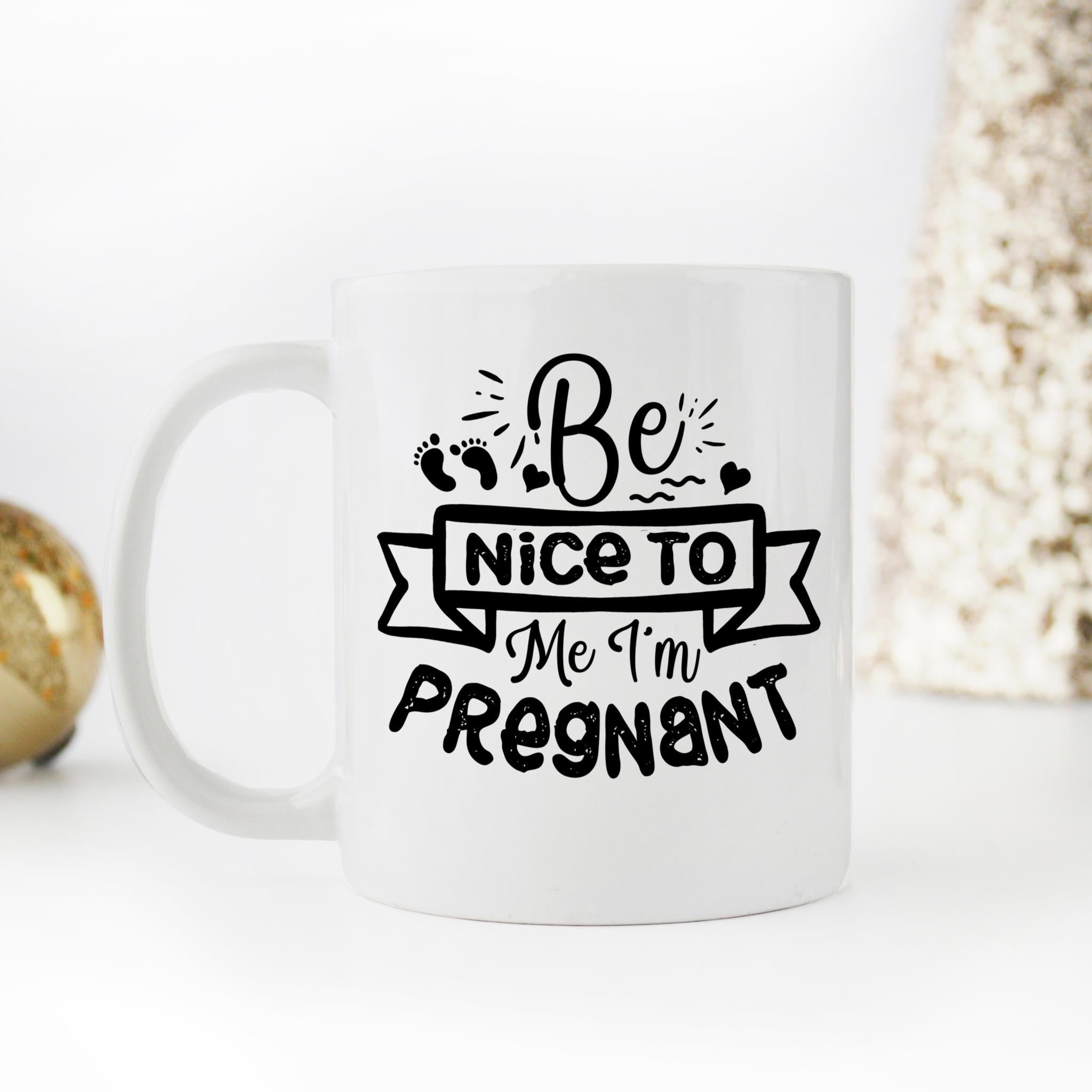 Skitongifts Coffee Mug Funny Ceramic Novelty Be Nice To Me My Wife Is Pregnant qMverUo