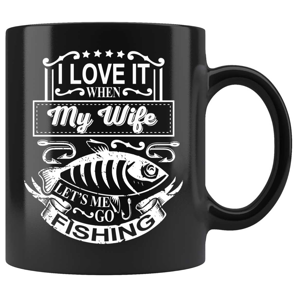 Skitongifts Coffee Mug Funny Ceramic Novelty I Love It When My Wife Let's Me Go Fishing 19mU7AS