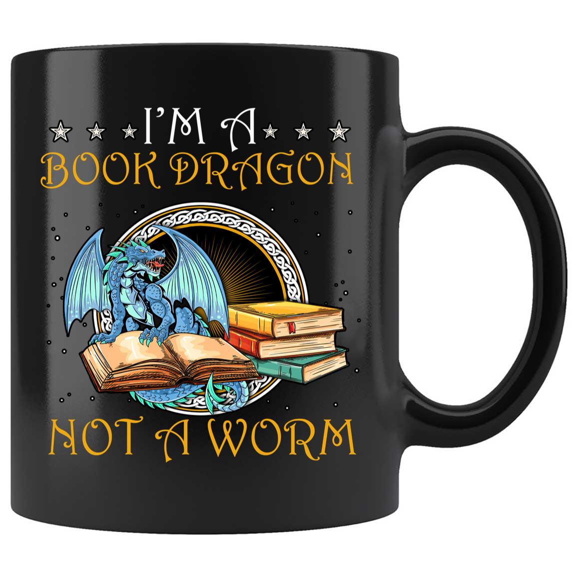 Skitongifts Coffee Mug Funny Ceramic Novelty I'm A Book Dragon Not A Worm icKFpBn