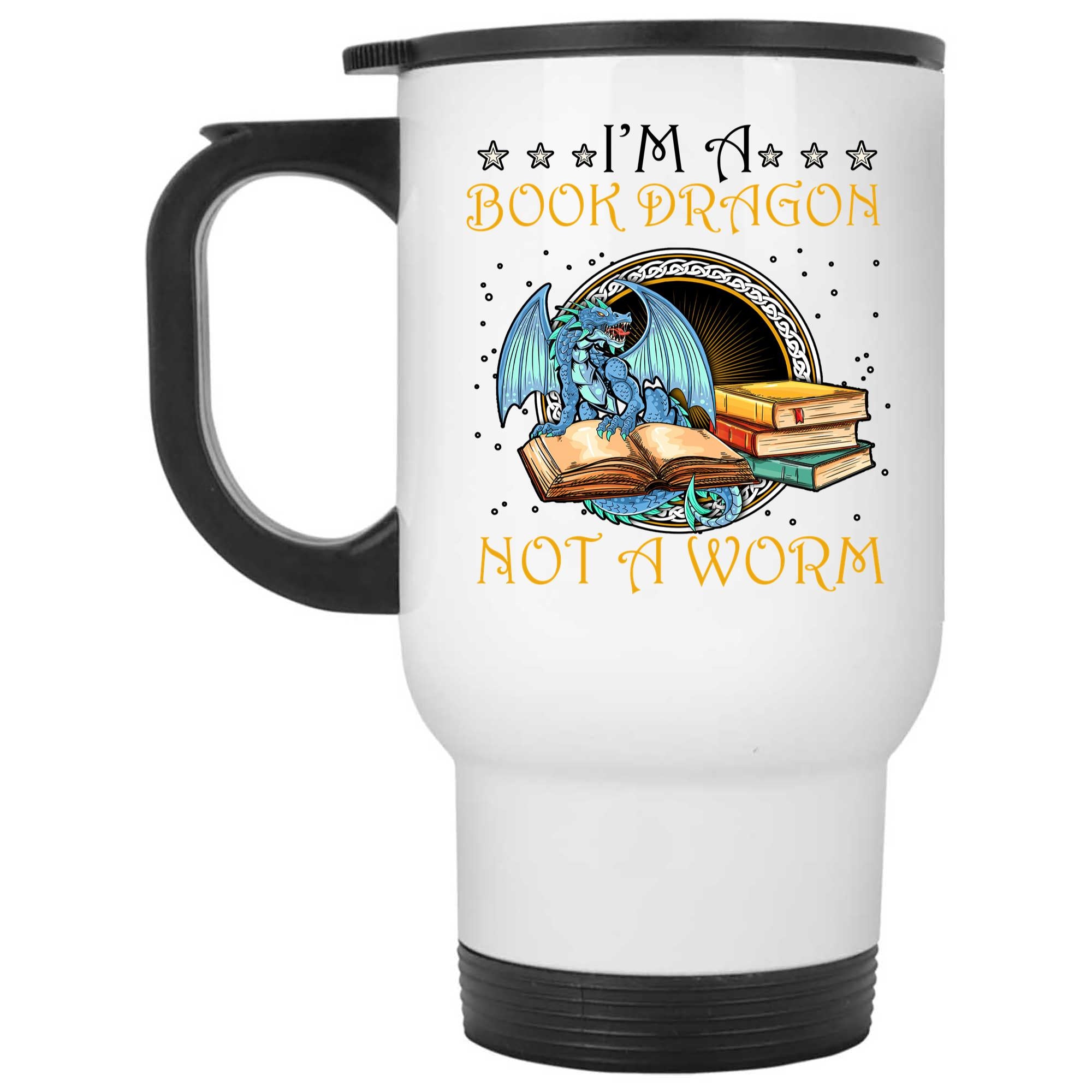 Skitongifts Coffee Mug Funny Ceramic Novelty I'm A Book Dragon Not A Worm icKFpBn