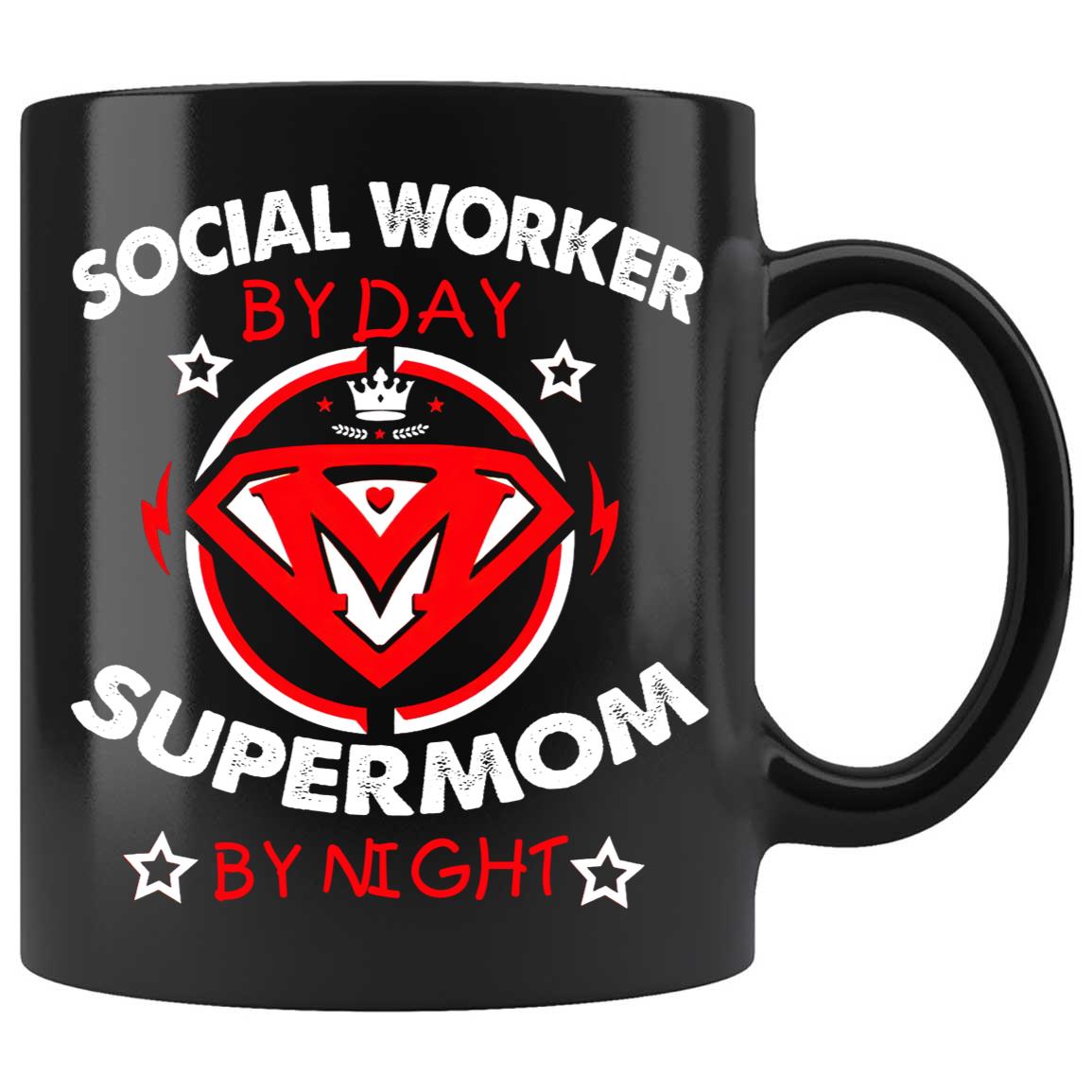 Skitongifts Coffee Mug Funny Ceramic Novelty Social Worker By Day - Supermom By Night FKHVyjt