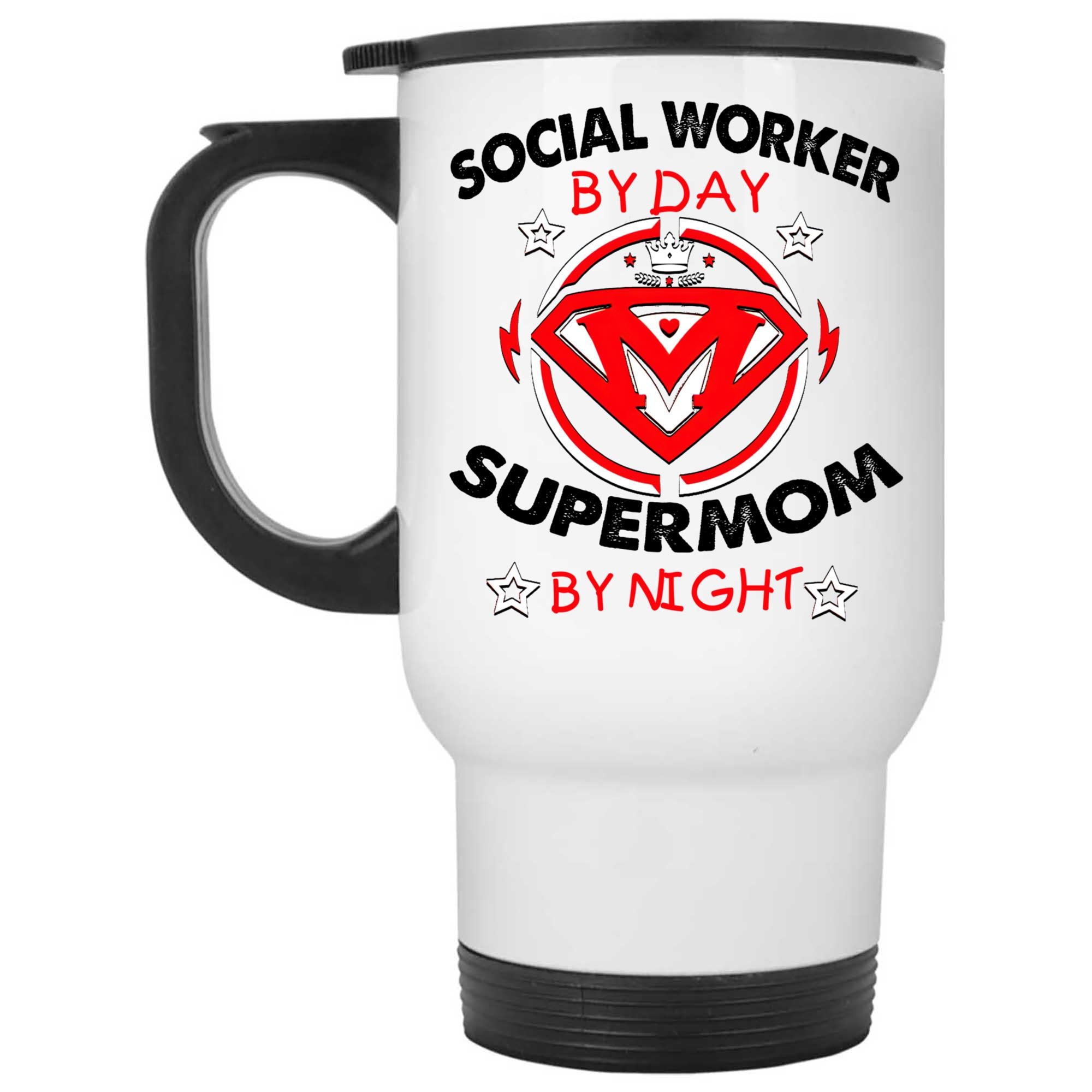 Skitongifts Coffee Mug Funny Ceramic Novelty Social Worker By Day - Supermom By Night FKHVyjt