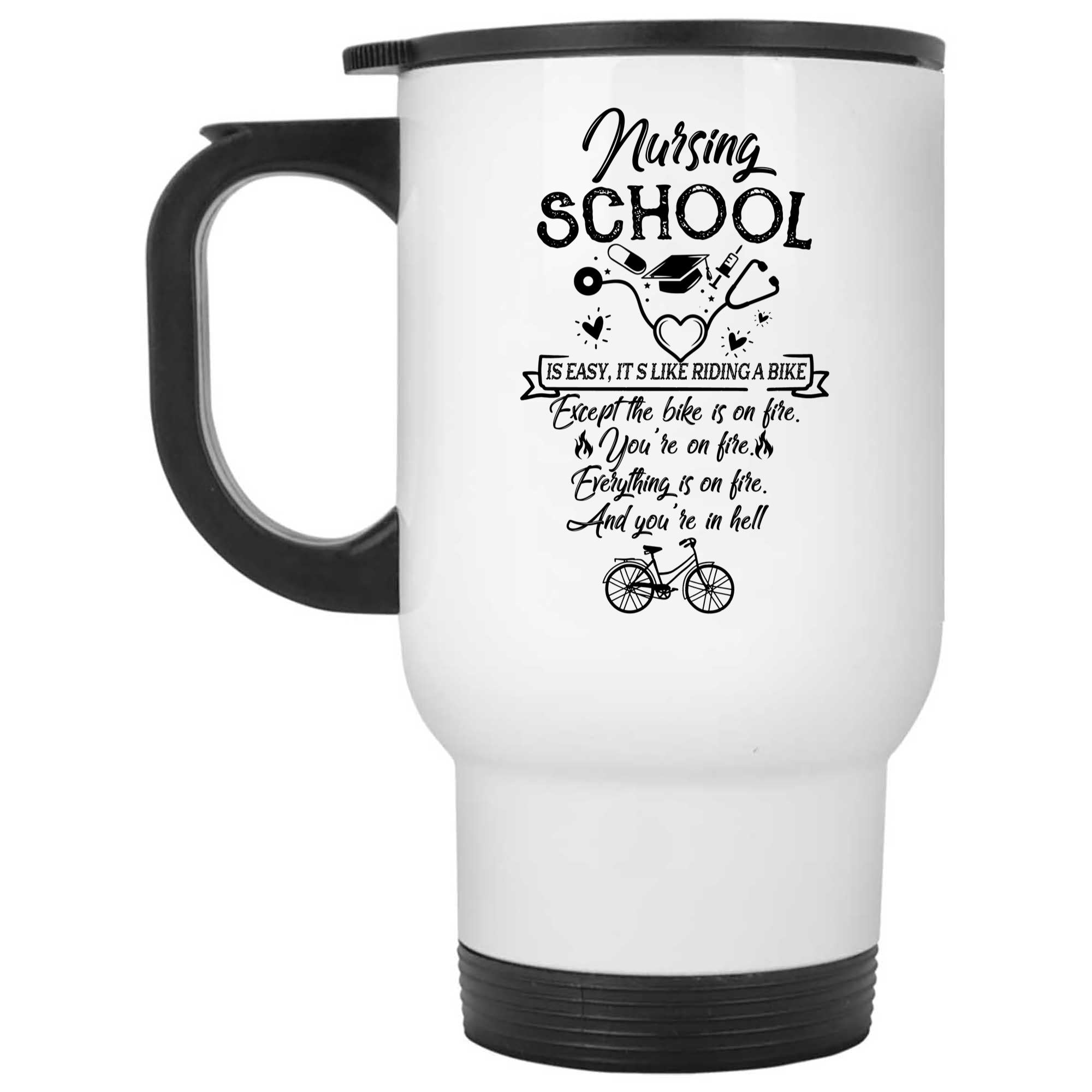 Skitongifts Coffee Mug Funny Ceramic Novelty Nursing School Is Easy, It's Like Riding A Bike nd7KNy3