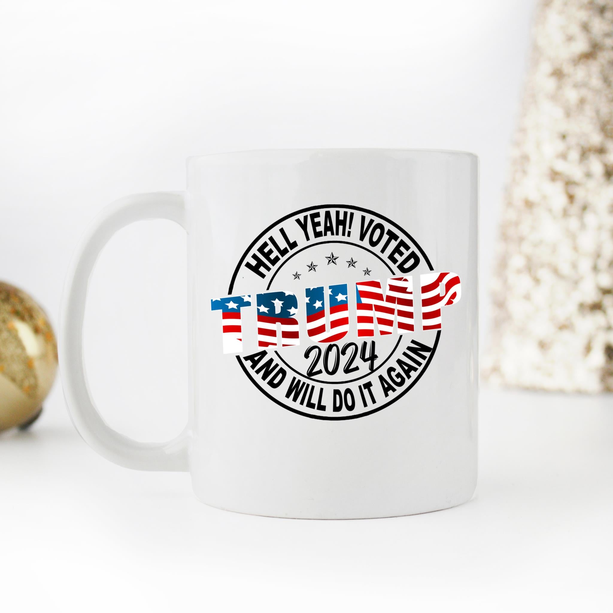 Skitongifts Coffee Mug Funny Ceramic Novelty I Voted Donald Trump 2024 Election BIXmMBB