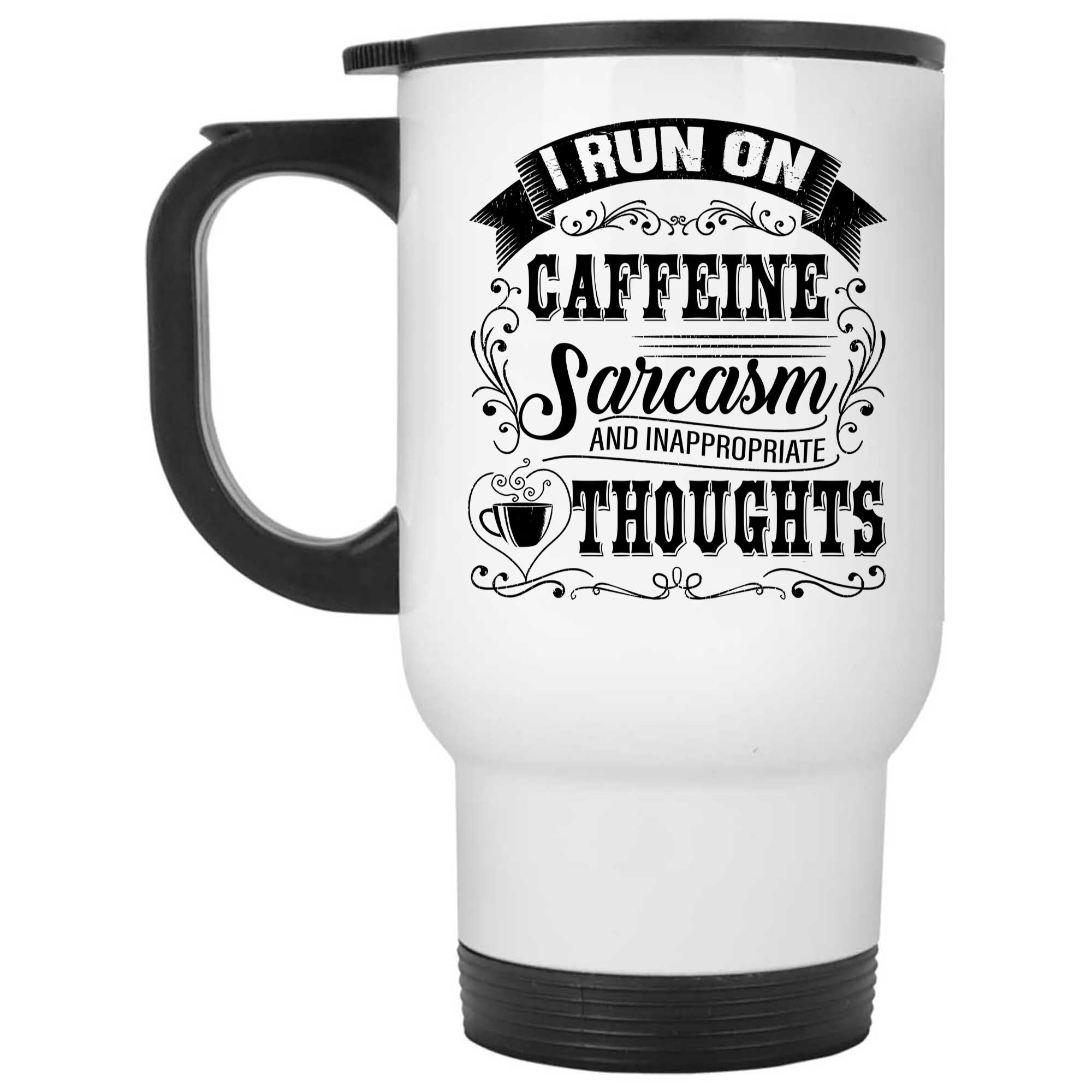 Skitongifts Coffee Mug Funny Ceramic Novelty I Run On Caffeine Sarcasm And Inappropriate Thoughts gXPR88y