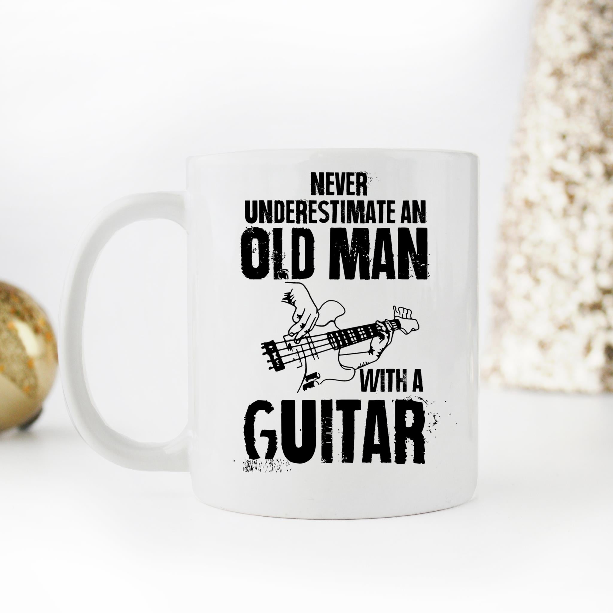 Skitongifts Coffee Mug Funny Ceramic Novelty Never Underestimate An Old Man With A Guitar kYlgUFR