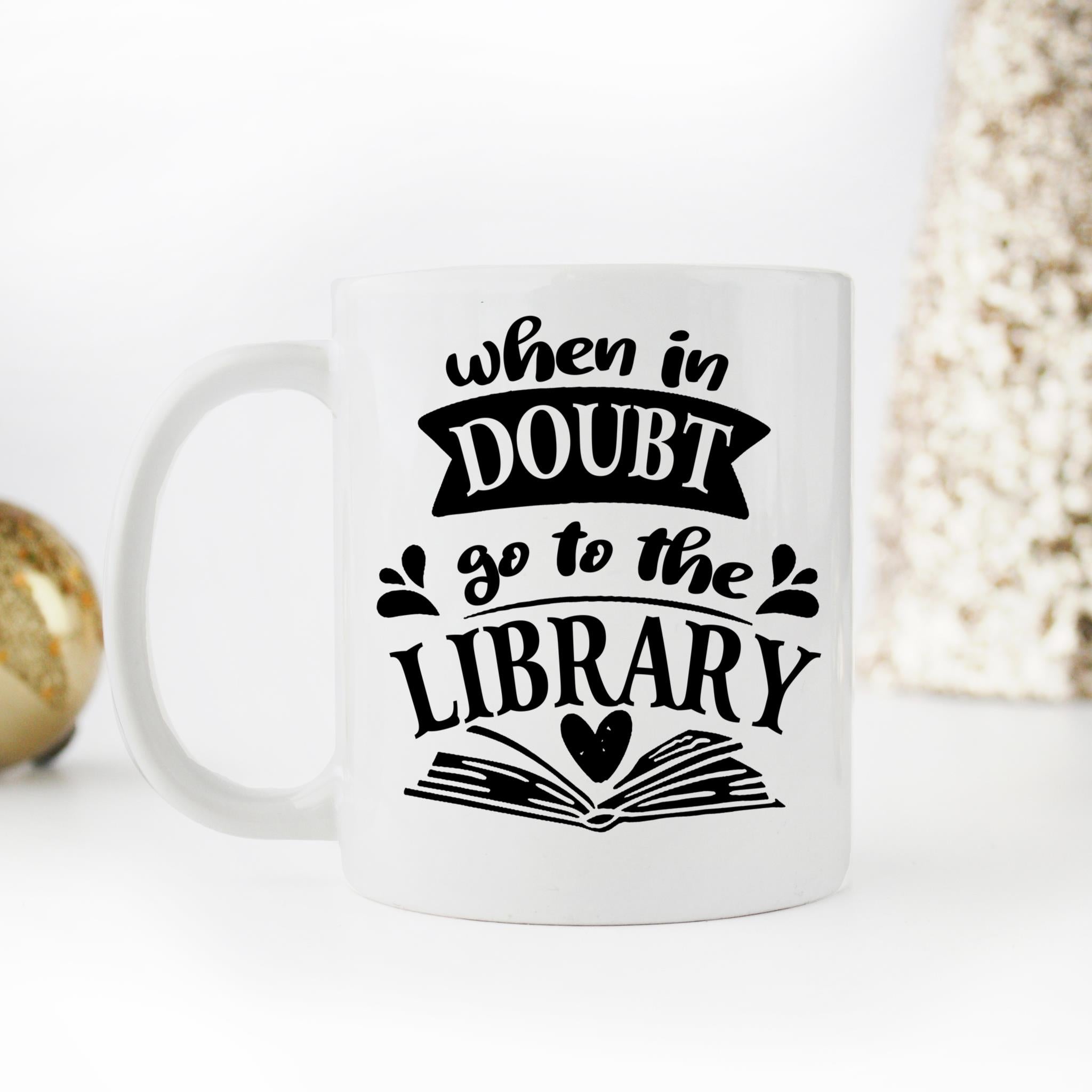 Skitongifts Coffee Mug Funny Ceramic Novelty When In Doubt Go To The Library TaSKhBn