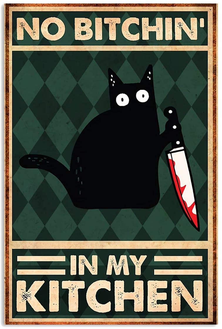 No Bitching In My Kitchen Blackcat Knife Funny