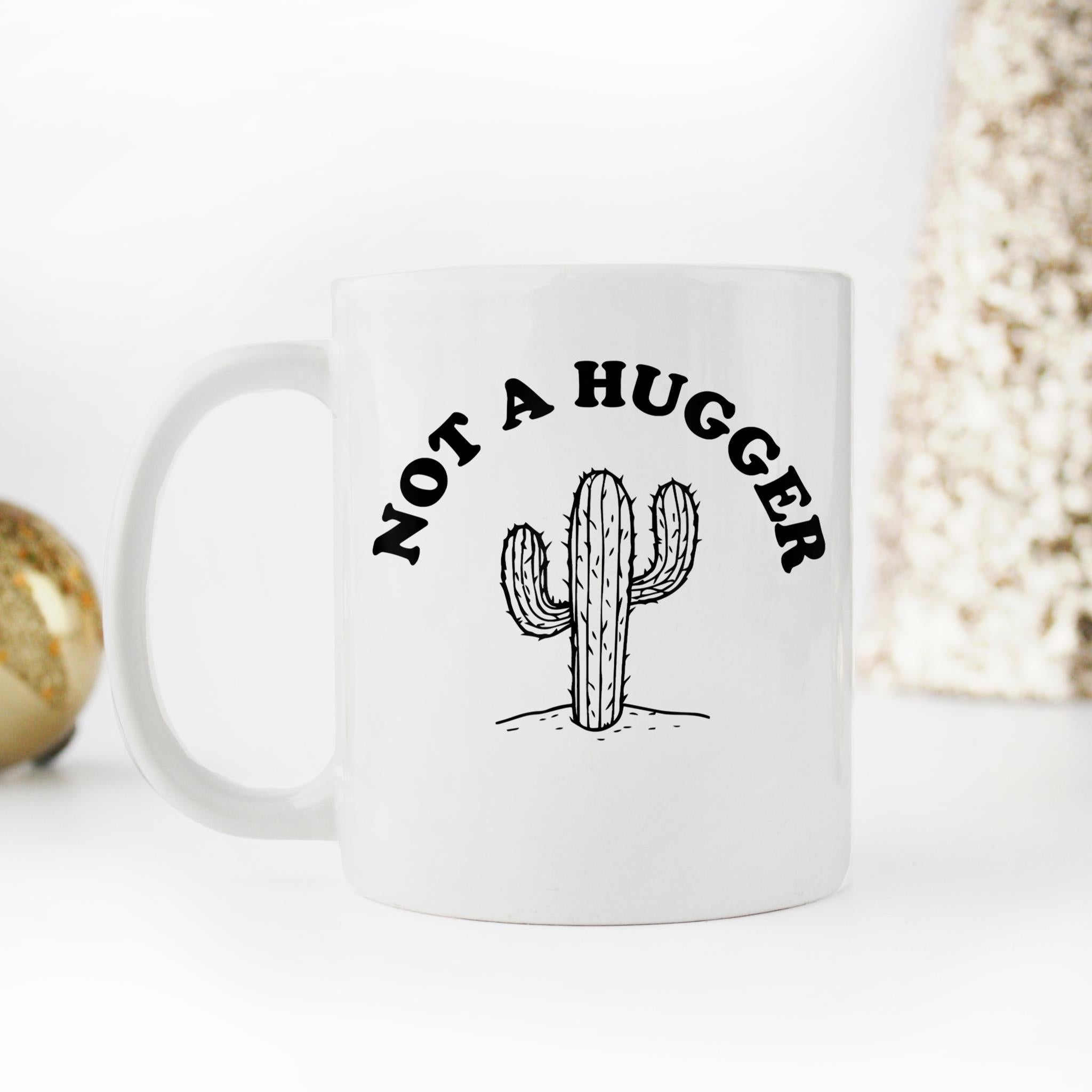 Skitongifts Funny Ceramic Novelty Coffee Mug Not A Hugger Cactus Black dM30Qh1