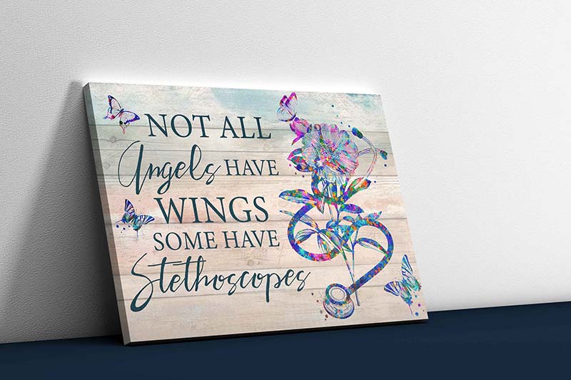 Skitongifts Wall Decoration, Home Decor, Decoration Room Not All Angels Have Wings Some Have Stethoscopes, For Nurse, Doctor TT2512