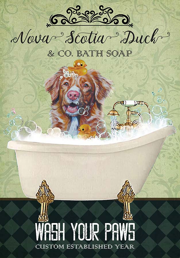 Nova Scotia Duck Dog In Bathtub Bath Soap Established Wash Your Paws TT0309