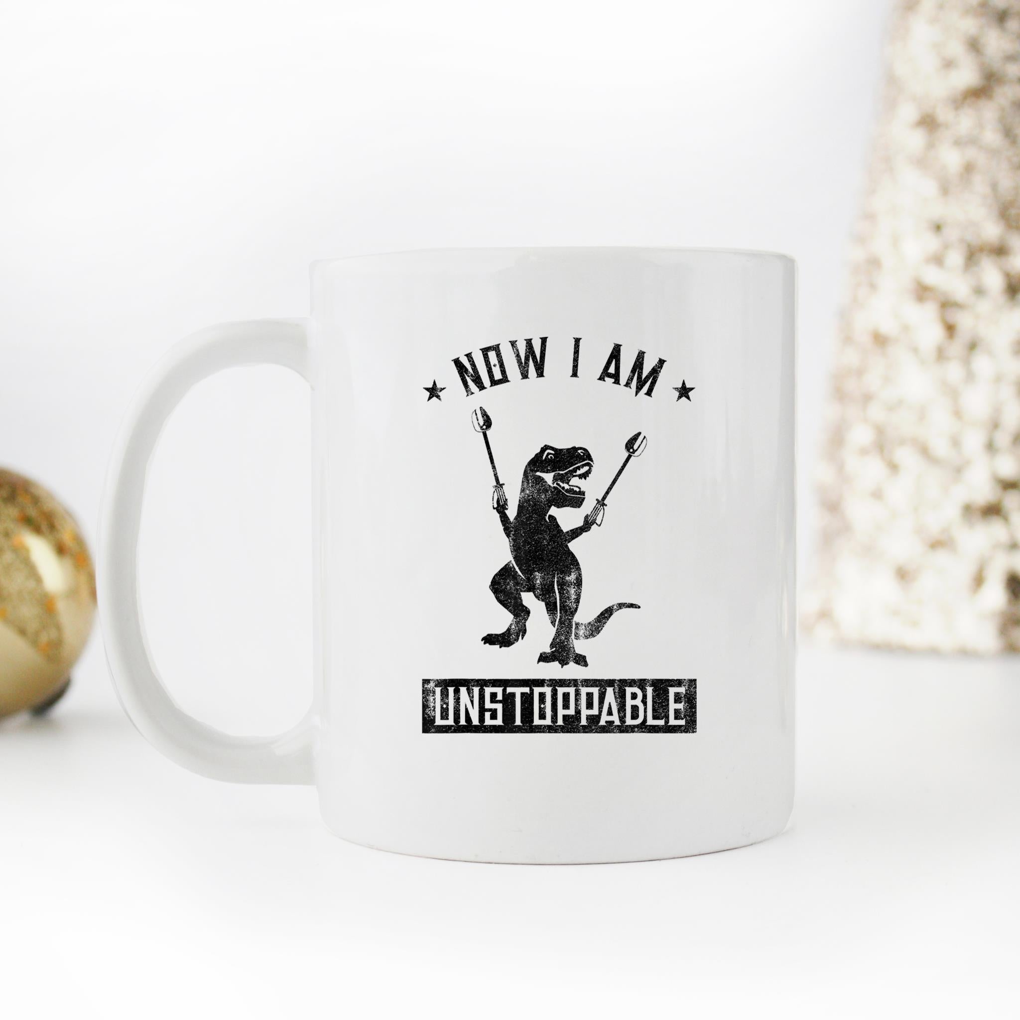 Skitongifts Funny Ceramic Novelty Coffee Mug Now I Am Unstoppable Black Trex NtFGrx5