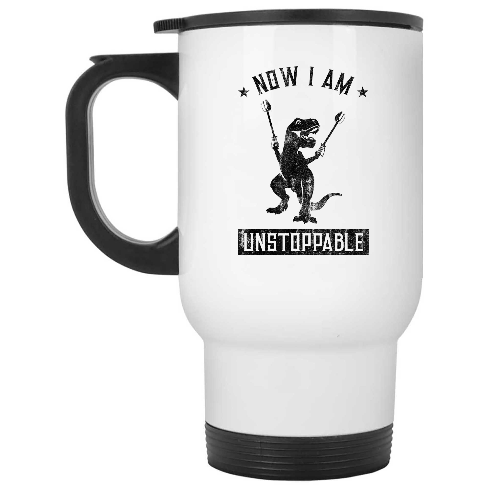 Skitongifts Funny Ceramic Novelty Coffee Mug Now I Am Unstoppable Black Trex NtFGrx5