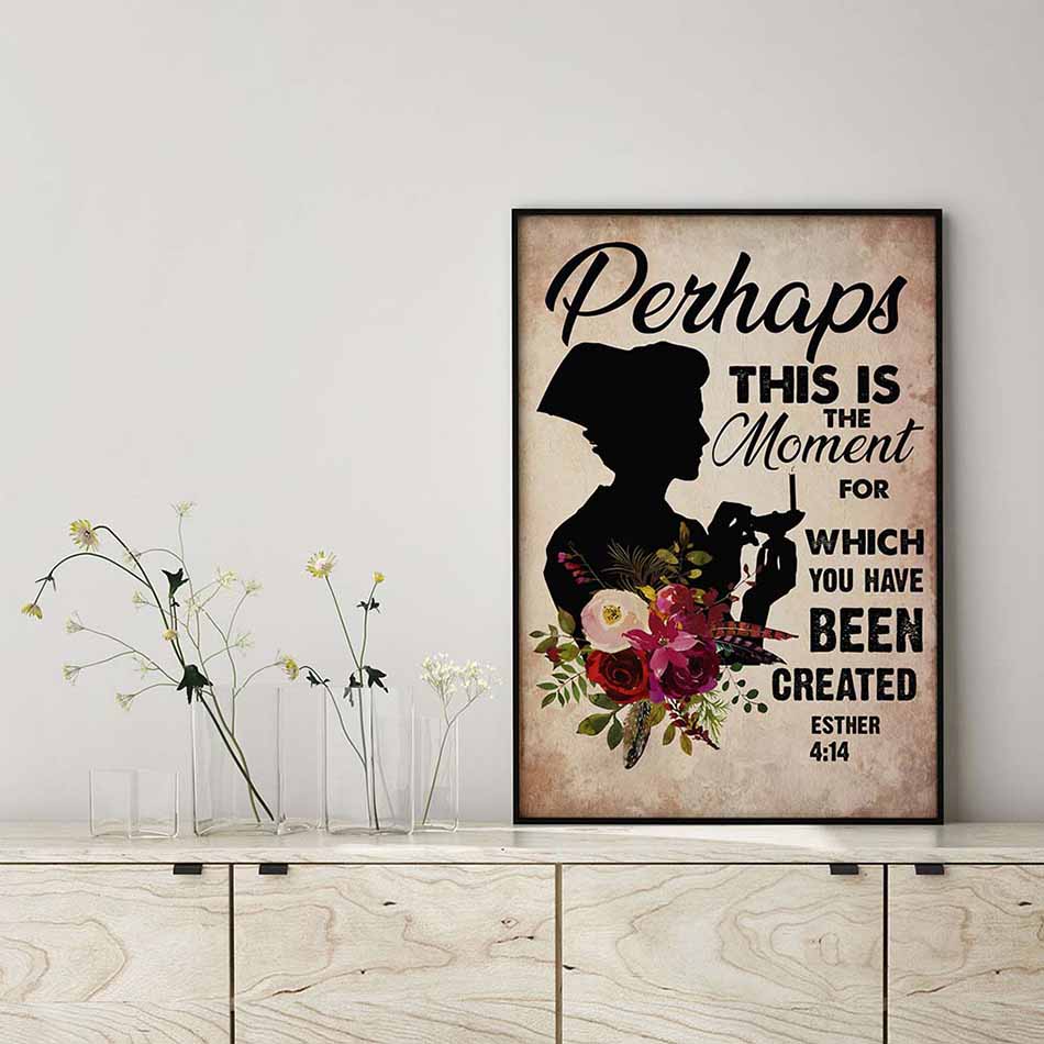 Skitongifts Wall Decoration, Home Decor, Decoration Room Nurse candle Perhaps This Is The Moment Vertical Girl Nurse Job Art Ed Quotes-MH1908