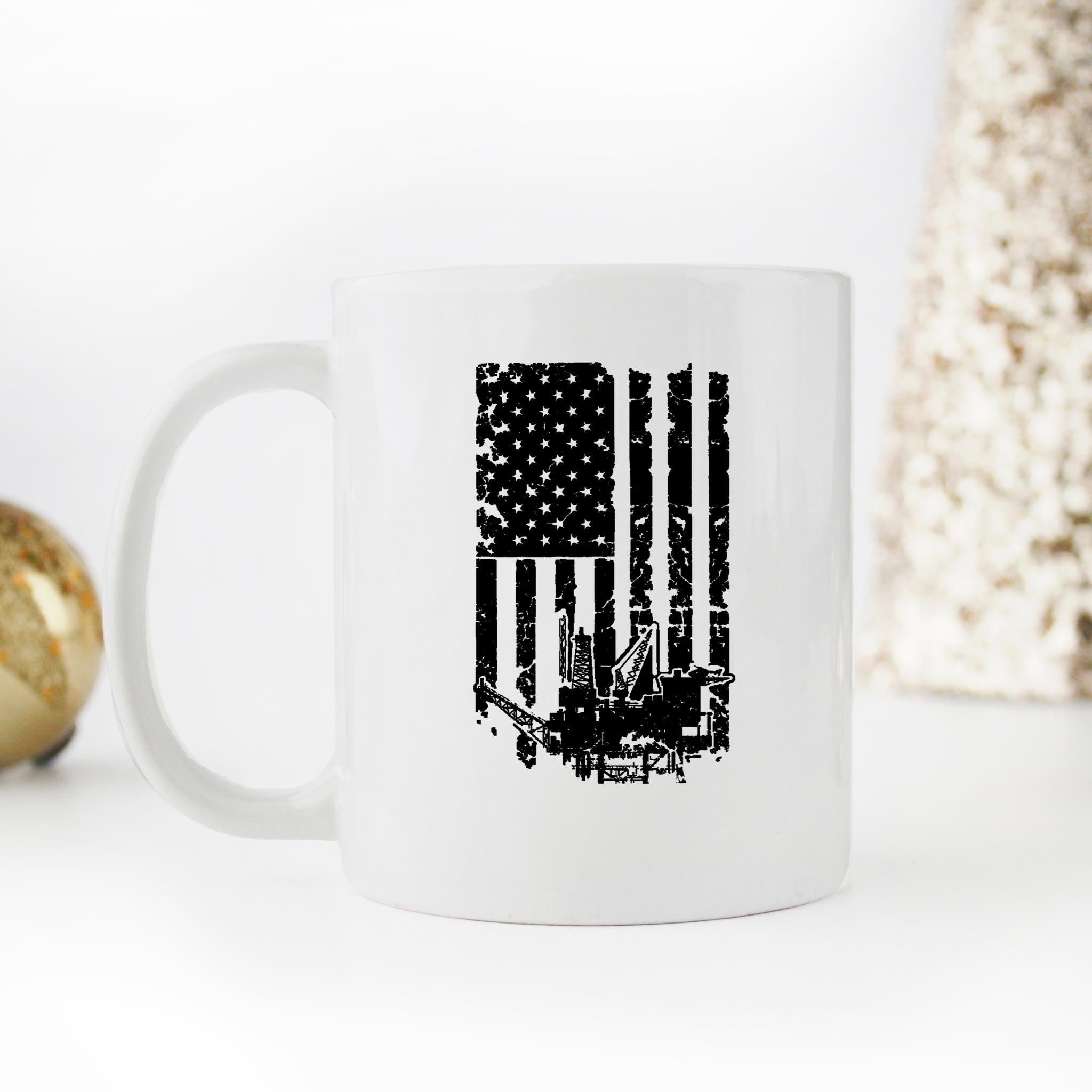 Skitongifts Funny Ceramic Novelty Coffee Mug Oil Flag Oil Field Drilling Rig Us Super Cool For The Oil Rigger cTEiVYc
