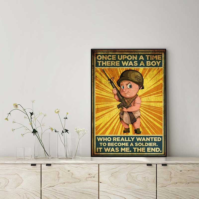 Once Upon A TIME There A BOY Really Want to Become Soldier Baby BOY Infant Gun Shooting Cute Fun-TTK1908